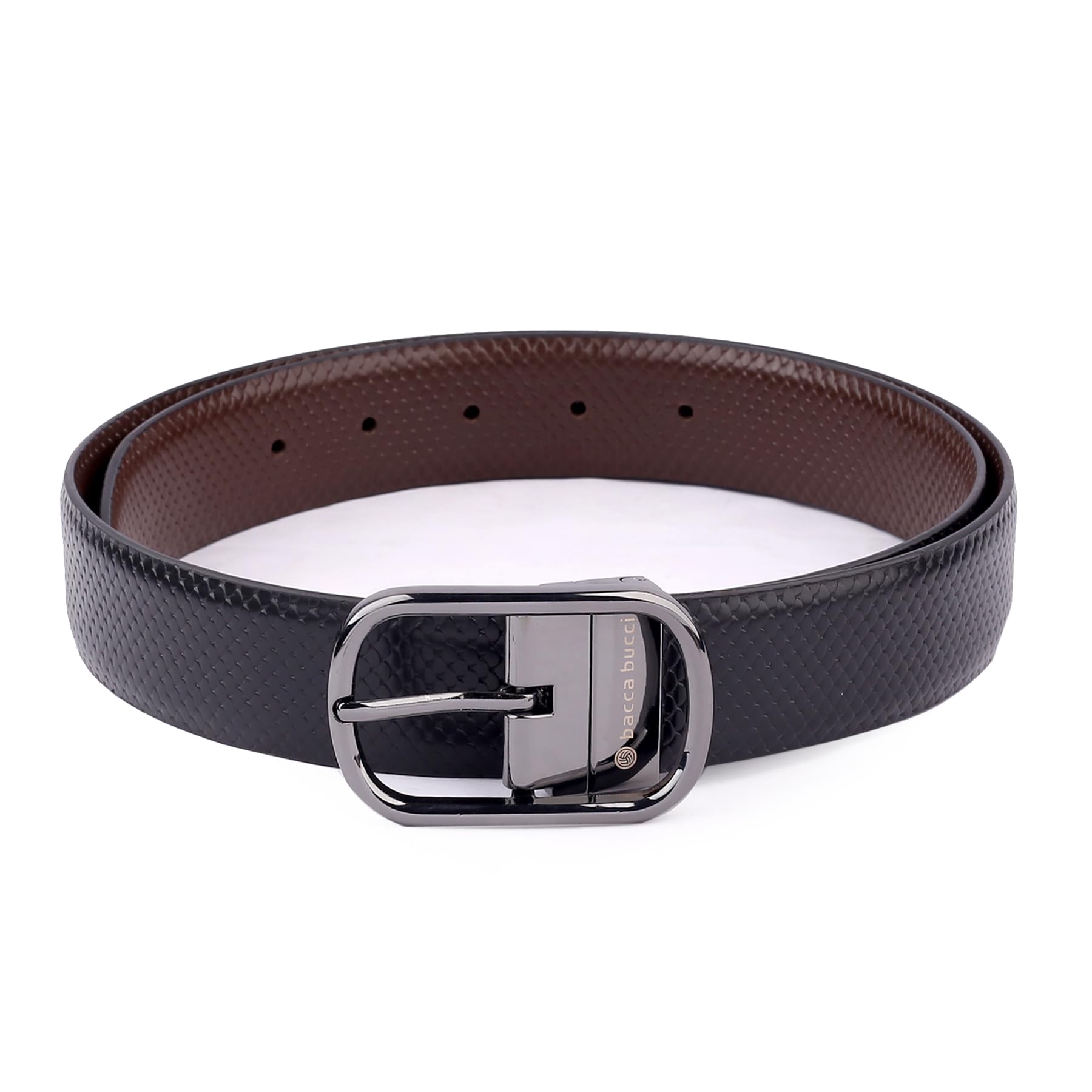 Bacca Bucci Men's Leather Belt - Black & Brown Reversible - Image 4