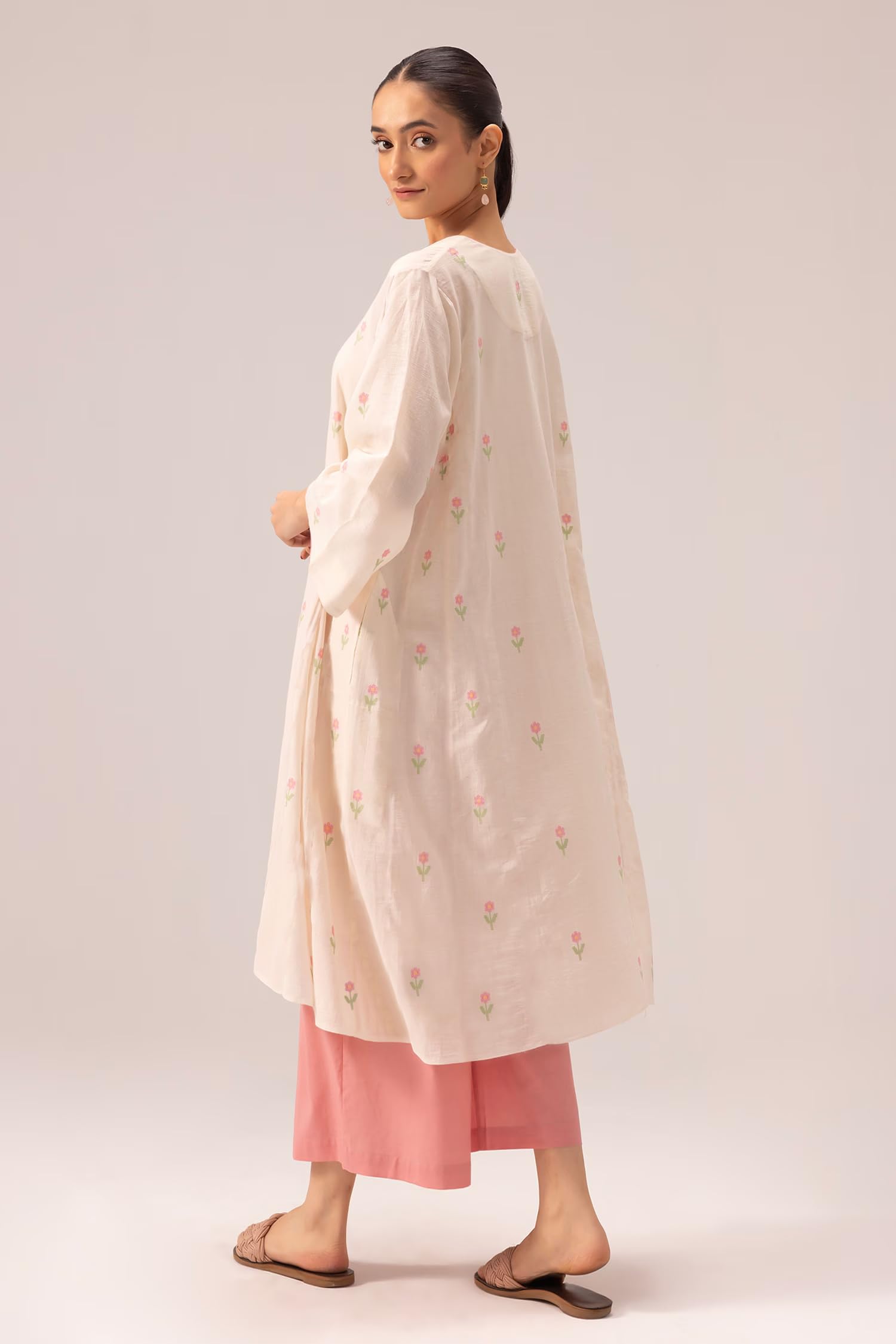 ANNI DESIGNER Cream Anarkali Kurta Set for Women - Image 2