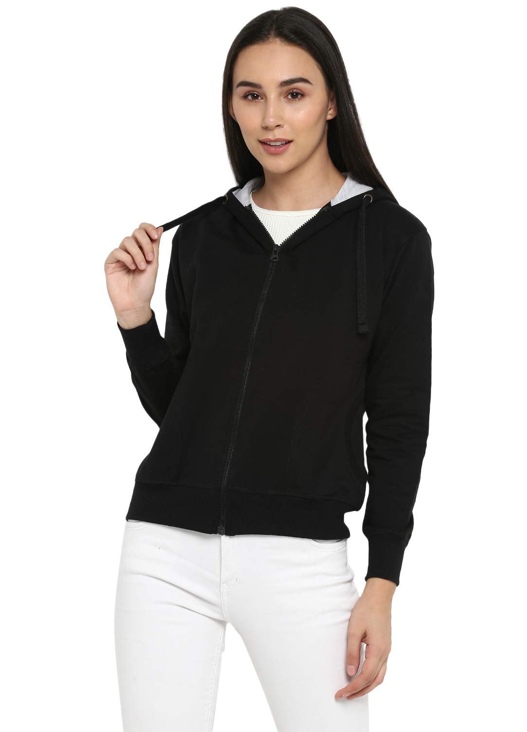 Alan Jones Women's Black Zipper Hoodie Sweatshirt