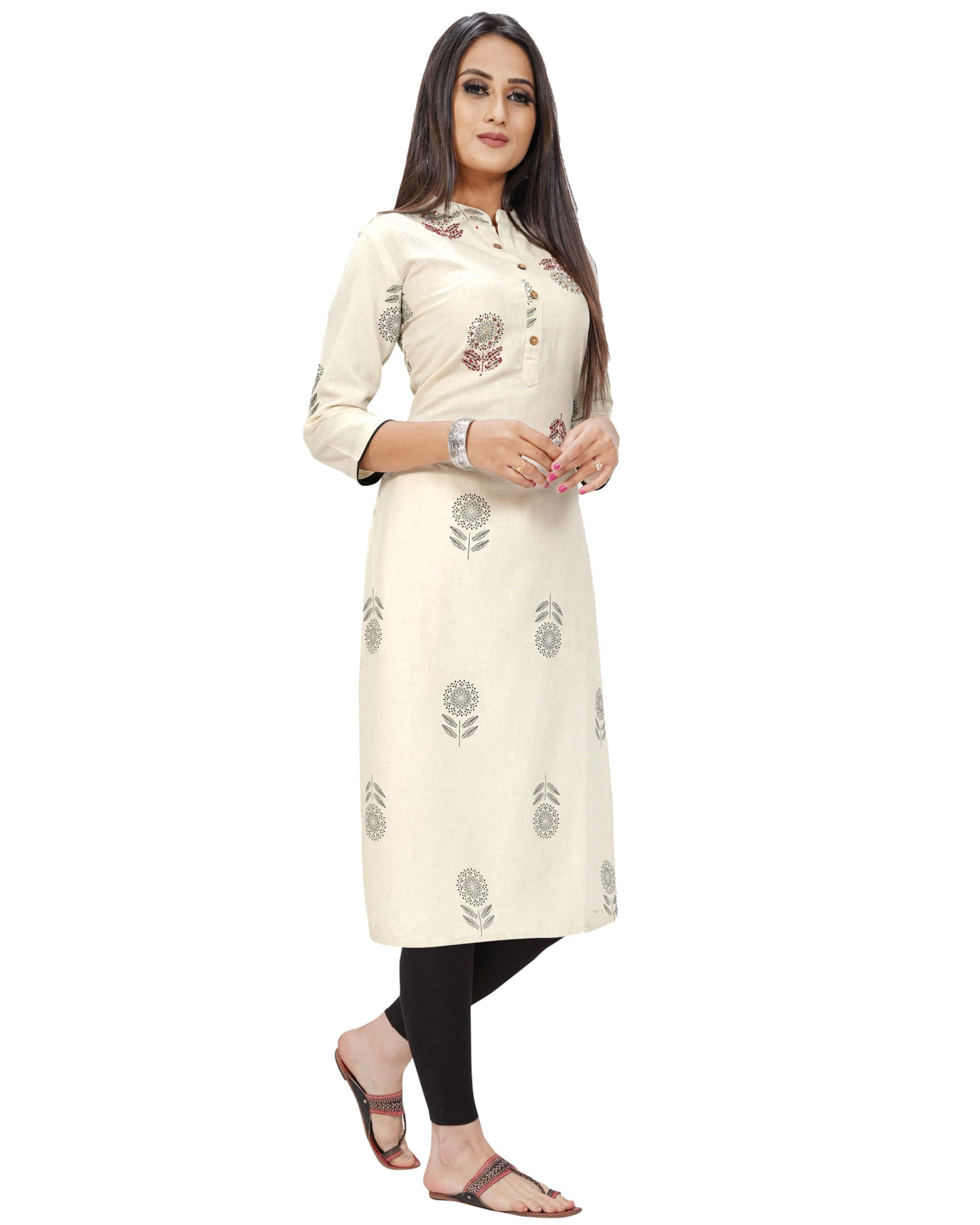 Rajnandini Beige Khadi Cotton Kurti for Women - Image 3