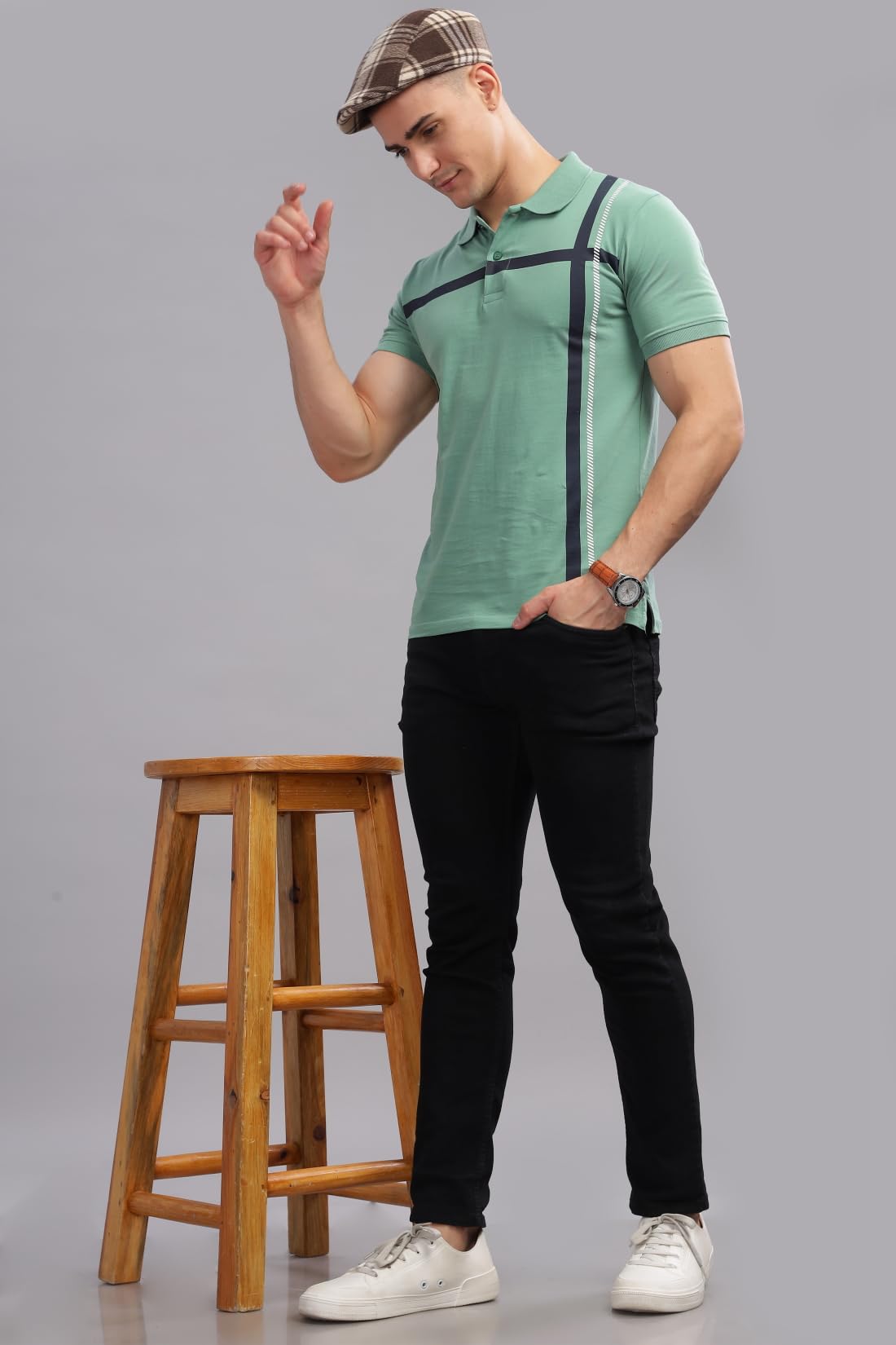 ADRO Men's Pista Printed Cotton Polo T-Shirt - Image 5