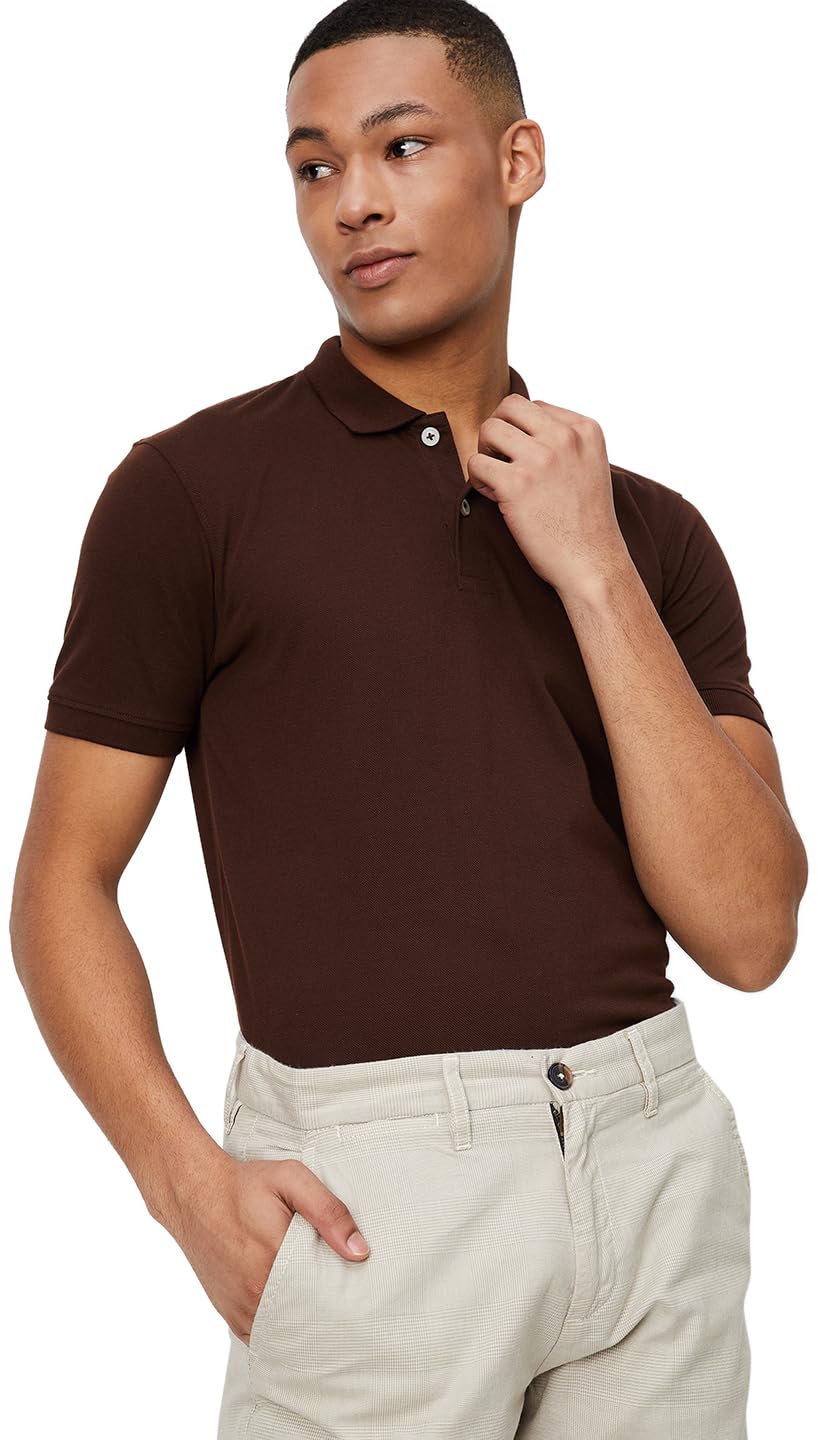 Max Men Polo Neck T-Shirt - Dark Brown