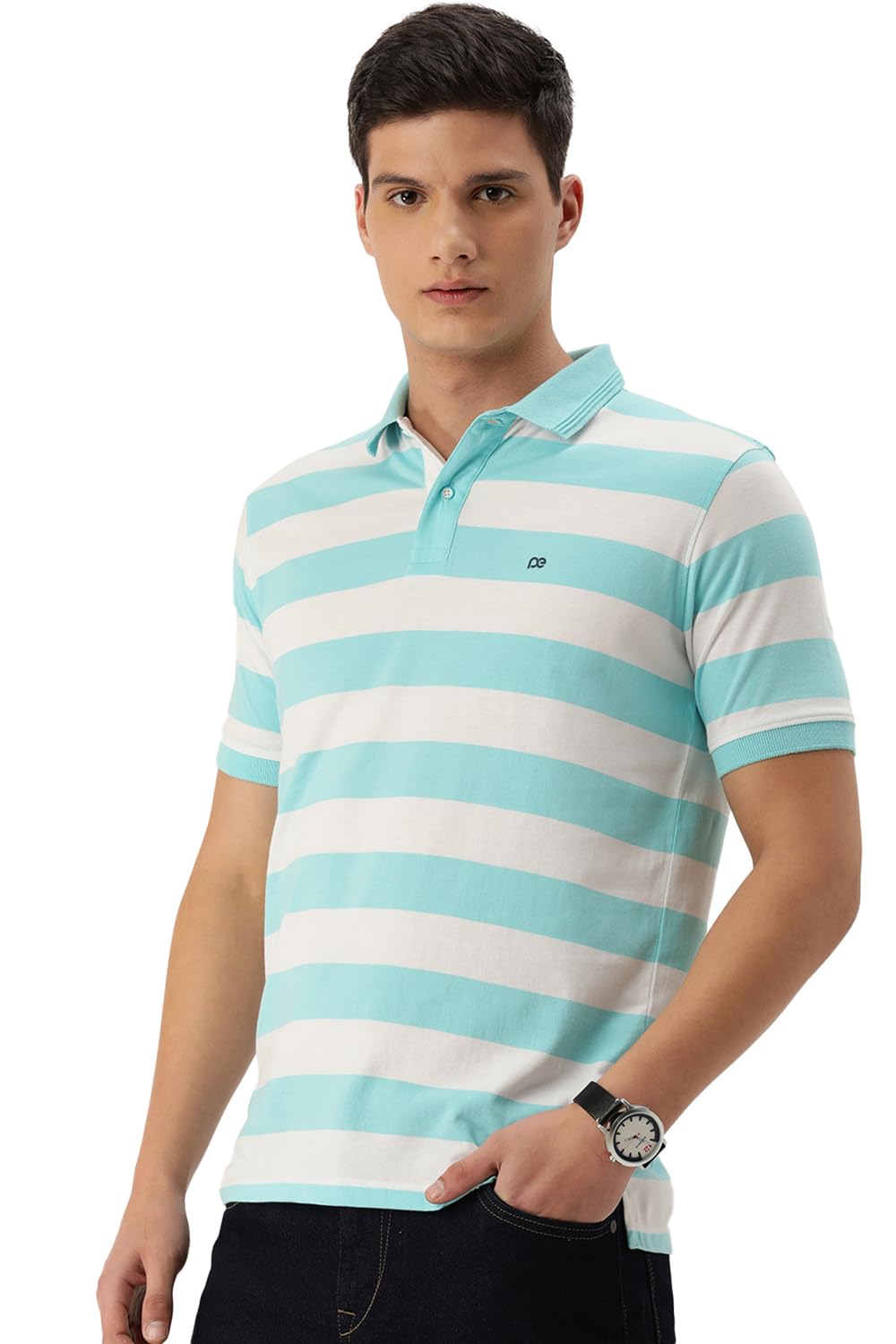 Peter England Men's Polo T-Shirt - Light Blue - Image 3