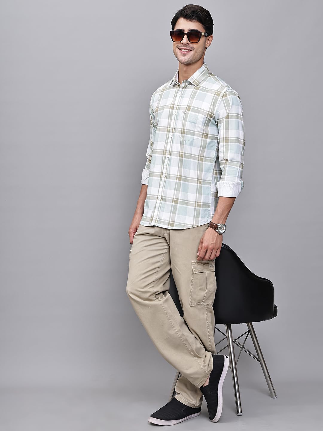 Majestic Man Green Oak Checked Cotton Shirt for Men - Image 5