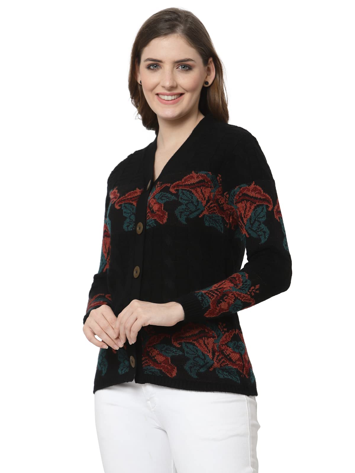 Kalt Women Floral Cardigan Sweater - Image 3