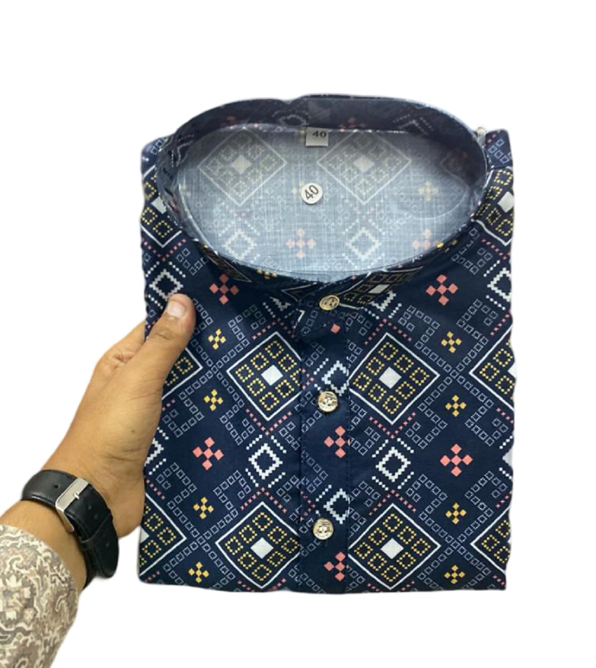 FOXDX Men's Cotton Blend Printed Long Kurta