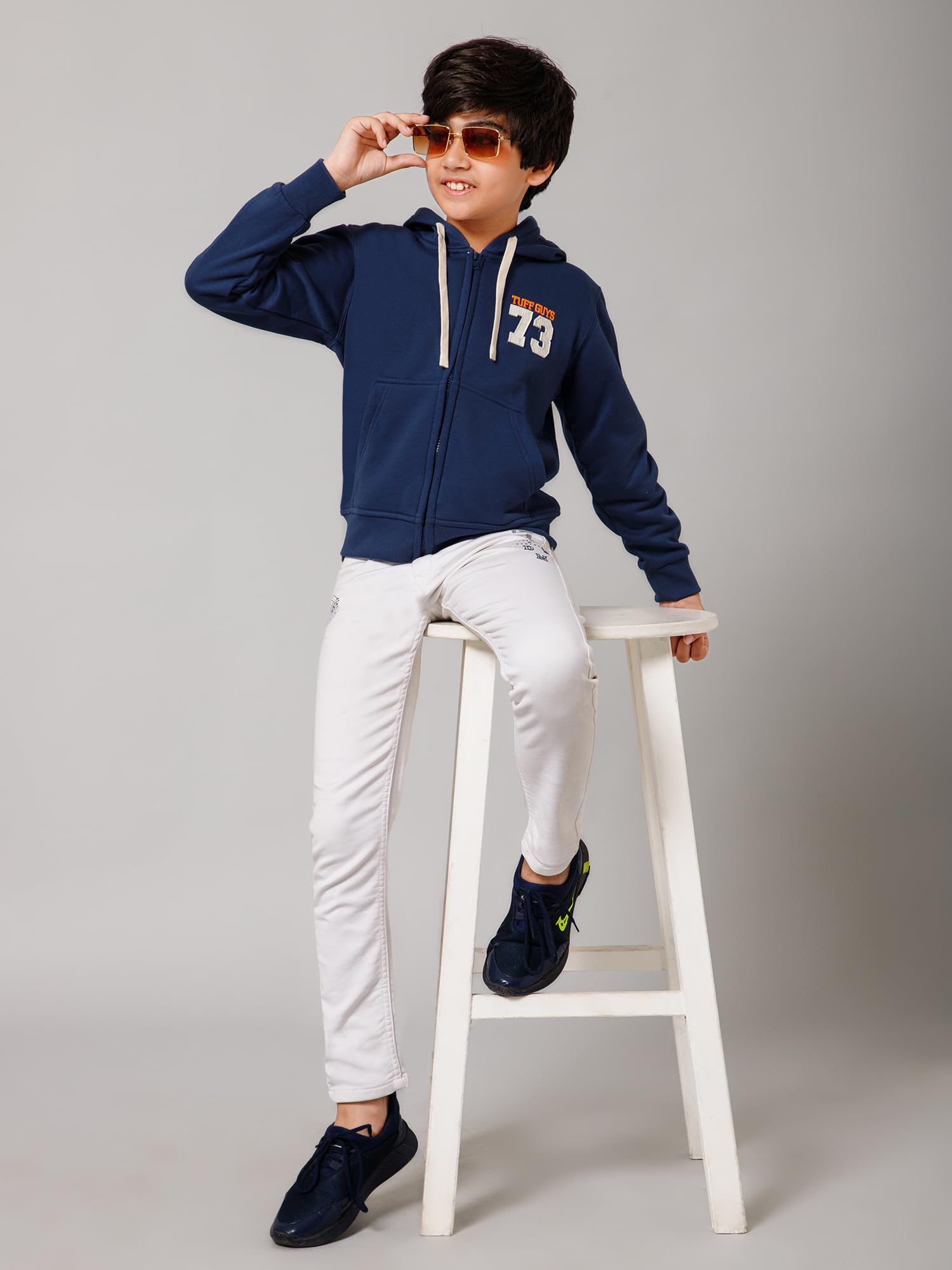 Alan Jones Boys Cotton Hooded Sweatshirt - Cobalt Blue - Image 5