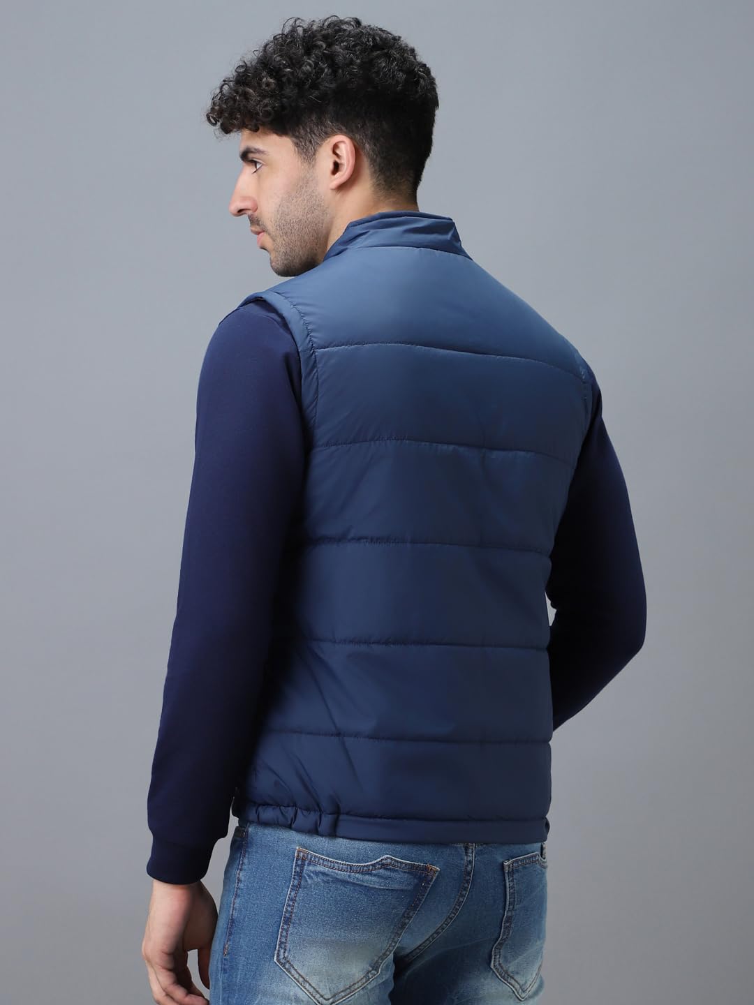 Urbano Fashion Men's Blue Sleeveless Puffer Jacket - Image 4