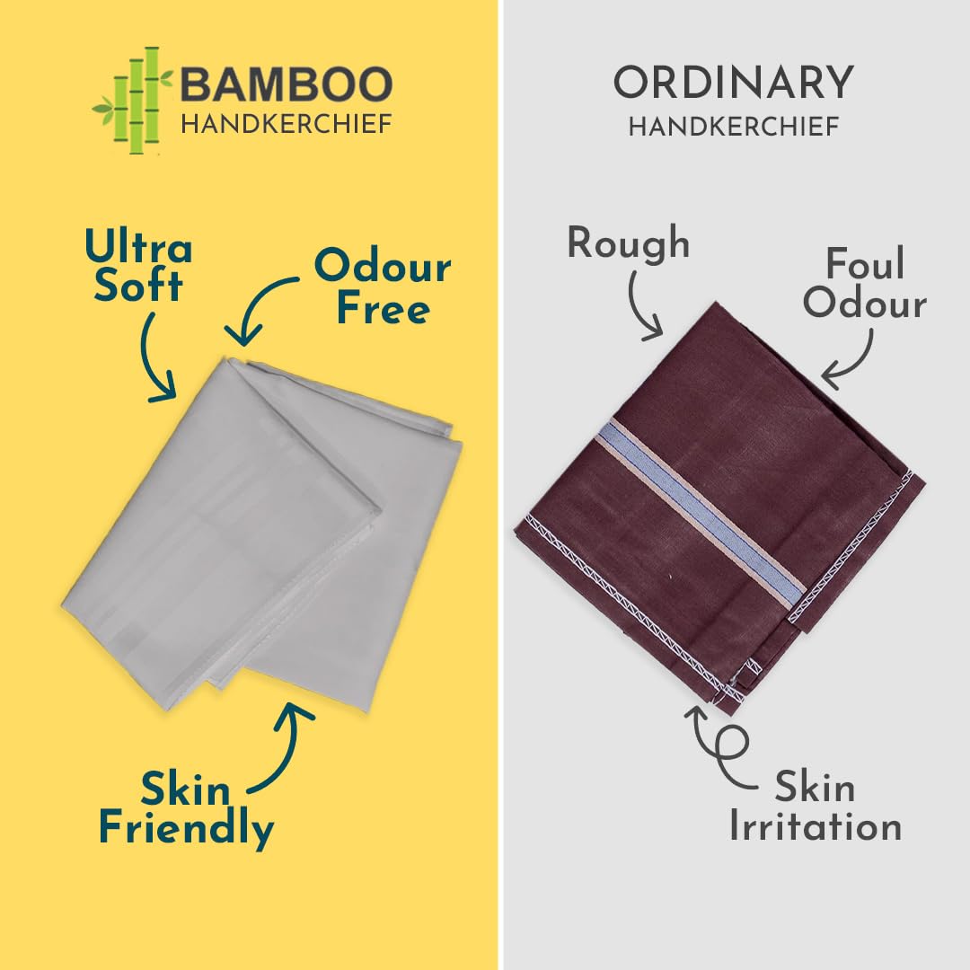 HEELIUM Bamboo Handkerchief for Men & Women - White - Image 2