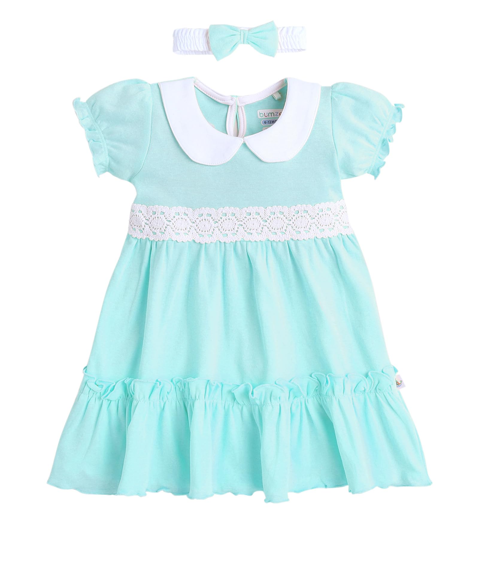 BUMZEE Girls Mint Green Cotton Frock