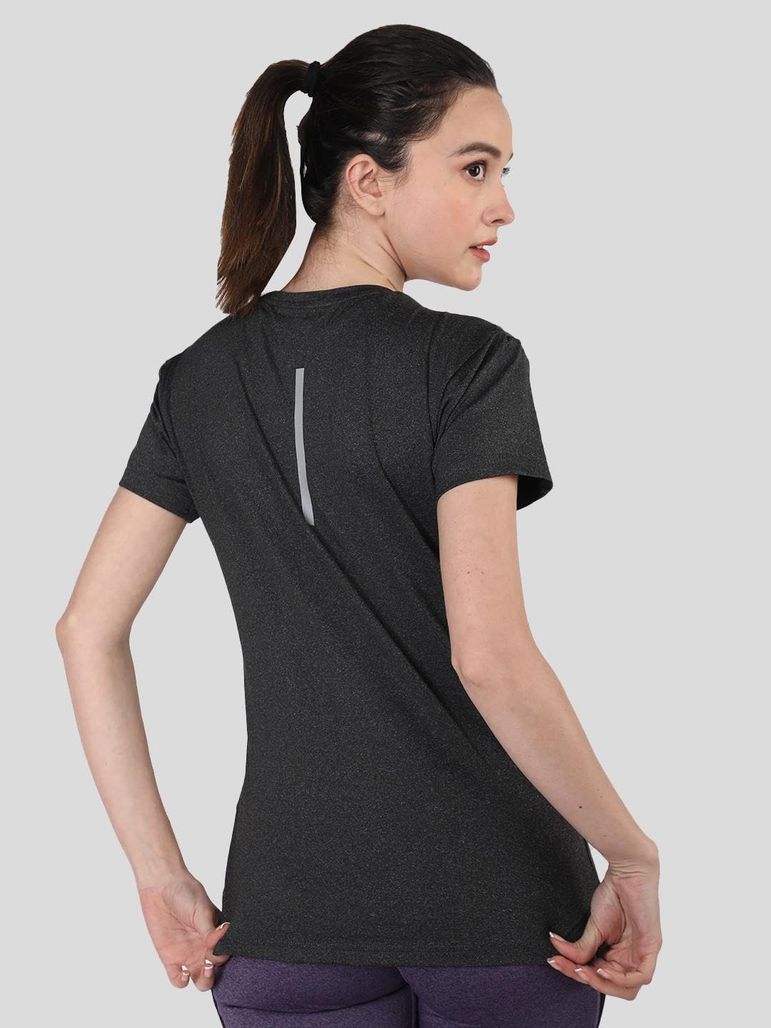 CHKOKKO Women's Quick Dry Gym T-Shirt - Dark Grey - Image 3