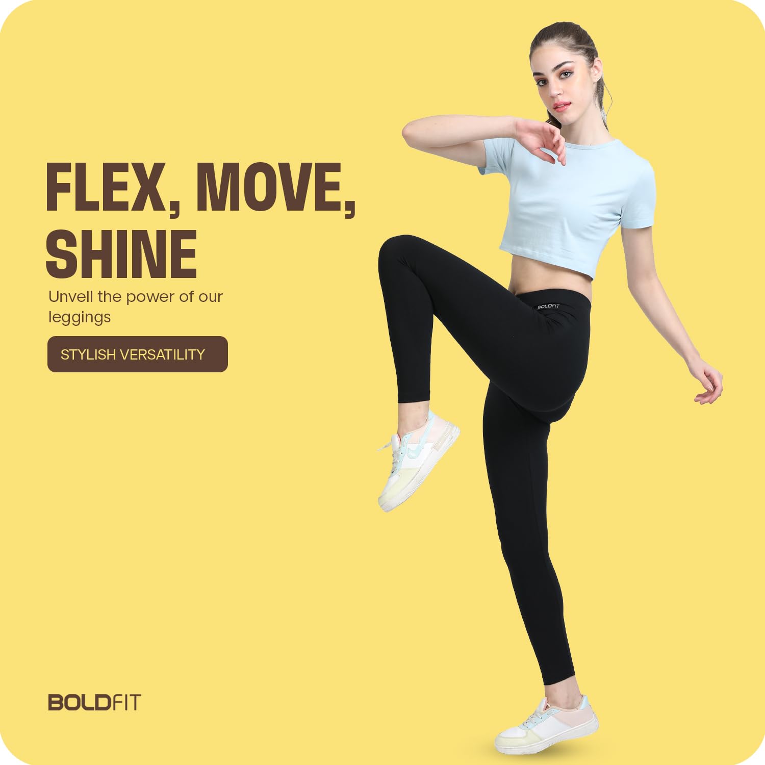 Boldfit Yoga Leggings - Black - Image 2