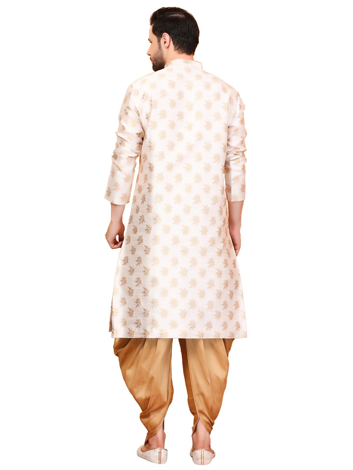 Over Crowd Men Floral Kurta Salwar Set - Cream Gold - Image 2