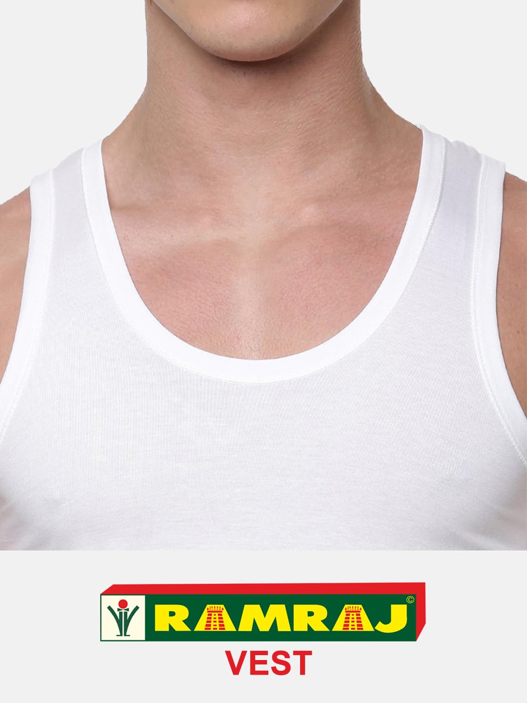 RAMRAJ Men White Cotton Undershirt Vest - Image 4