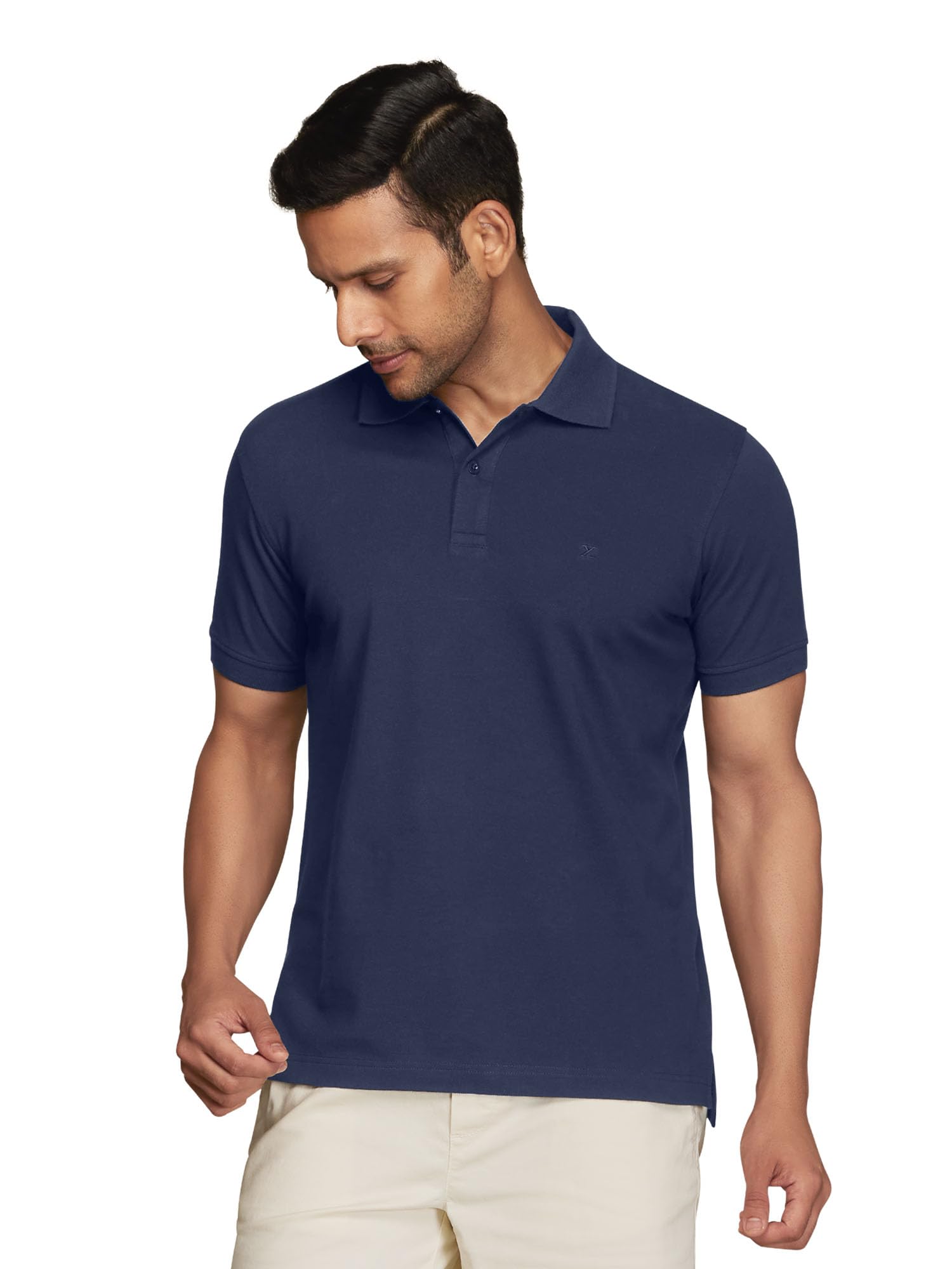 XYXX Men's Dark Navy Cotton Polo T-Shirt