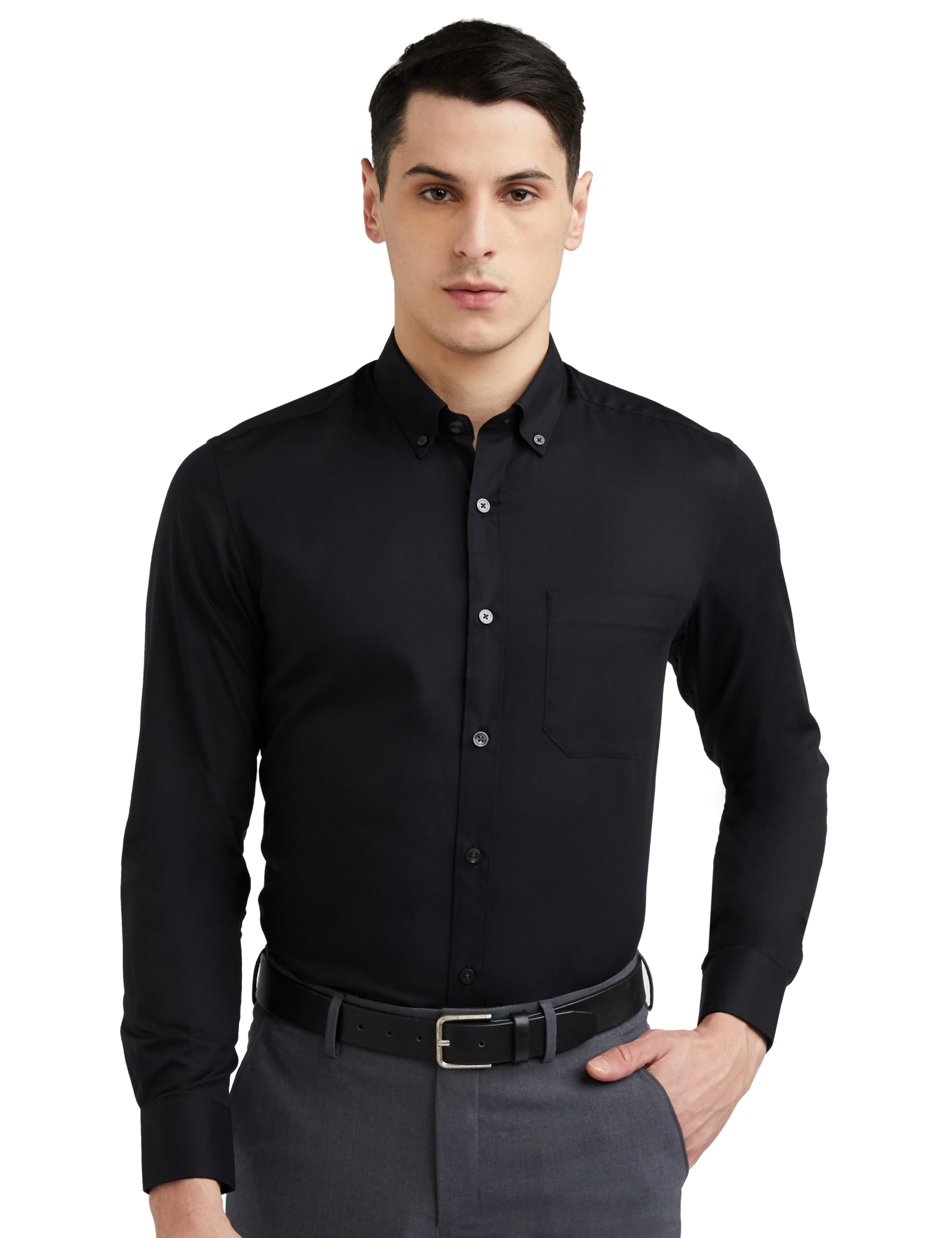 Louis Philippe Men's Cotton Classic Fit Shirt - Black