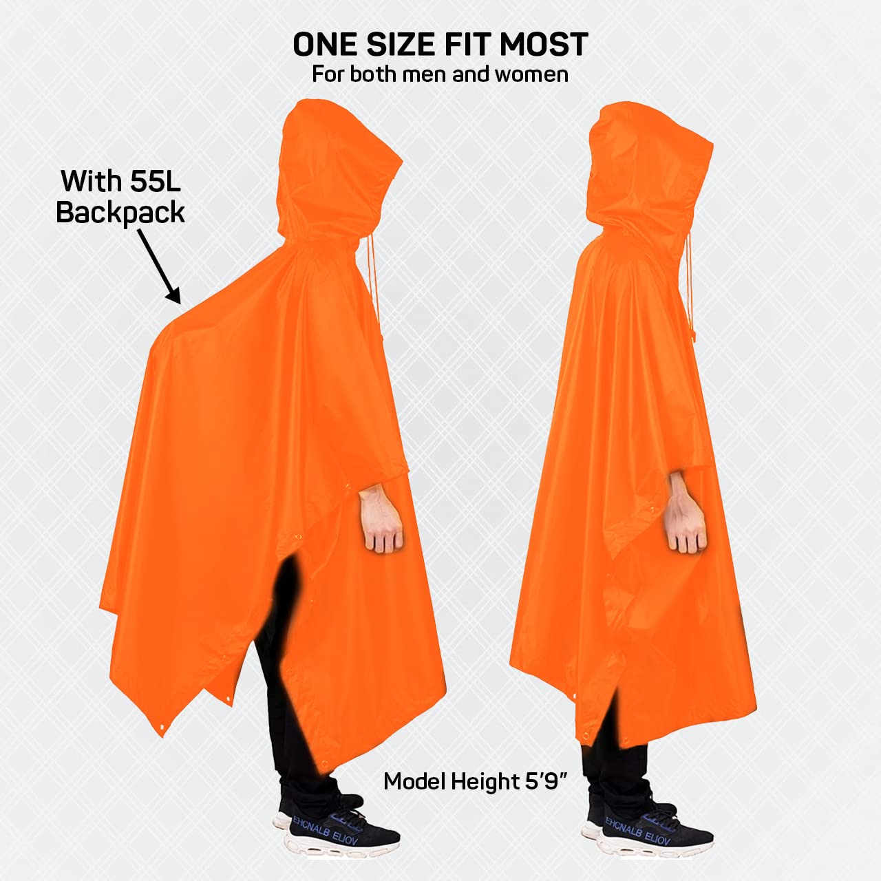 ROCKSPORT Unisex Outdoor Rain Poncho - Neon Orange - Image 5