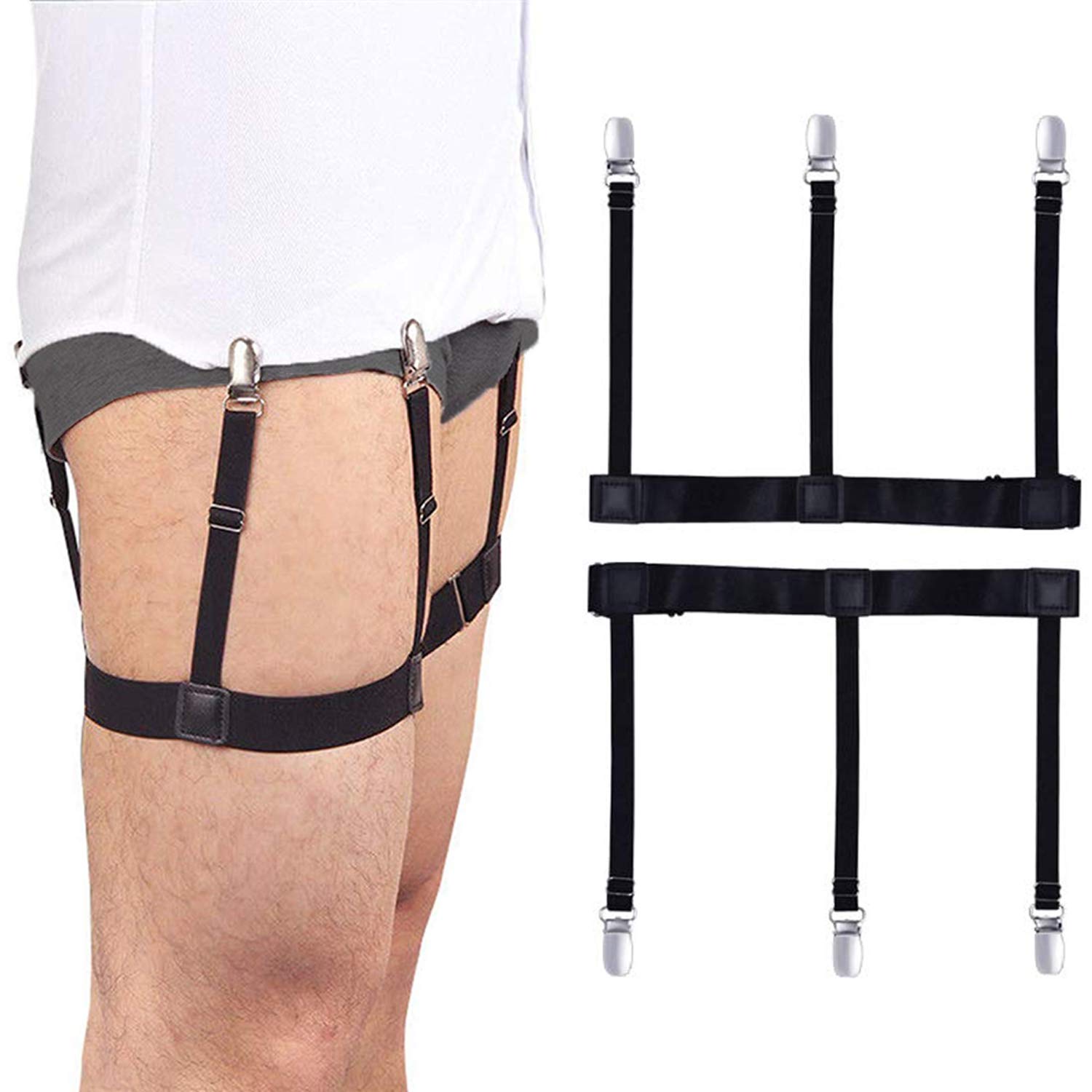 ILLUVA Shirt Stays for Men - Adjustable Non-Slip Clips