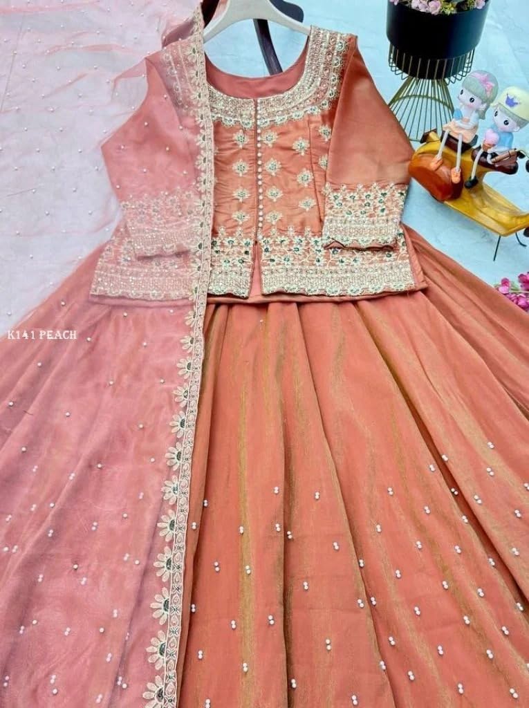 Brulry Women's Orange Embroidered Lehanga Choli - Image 5