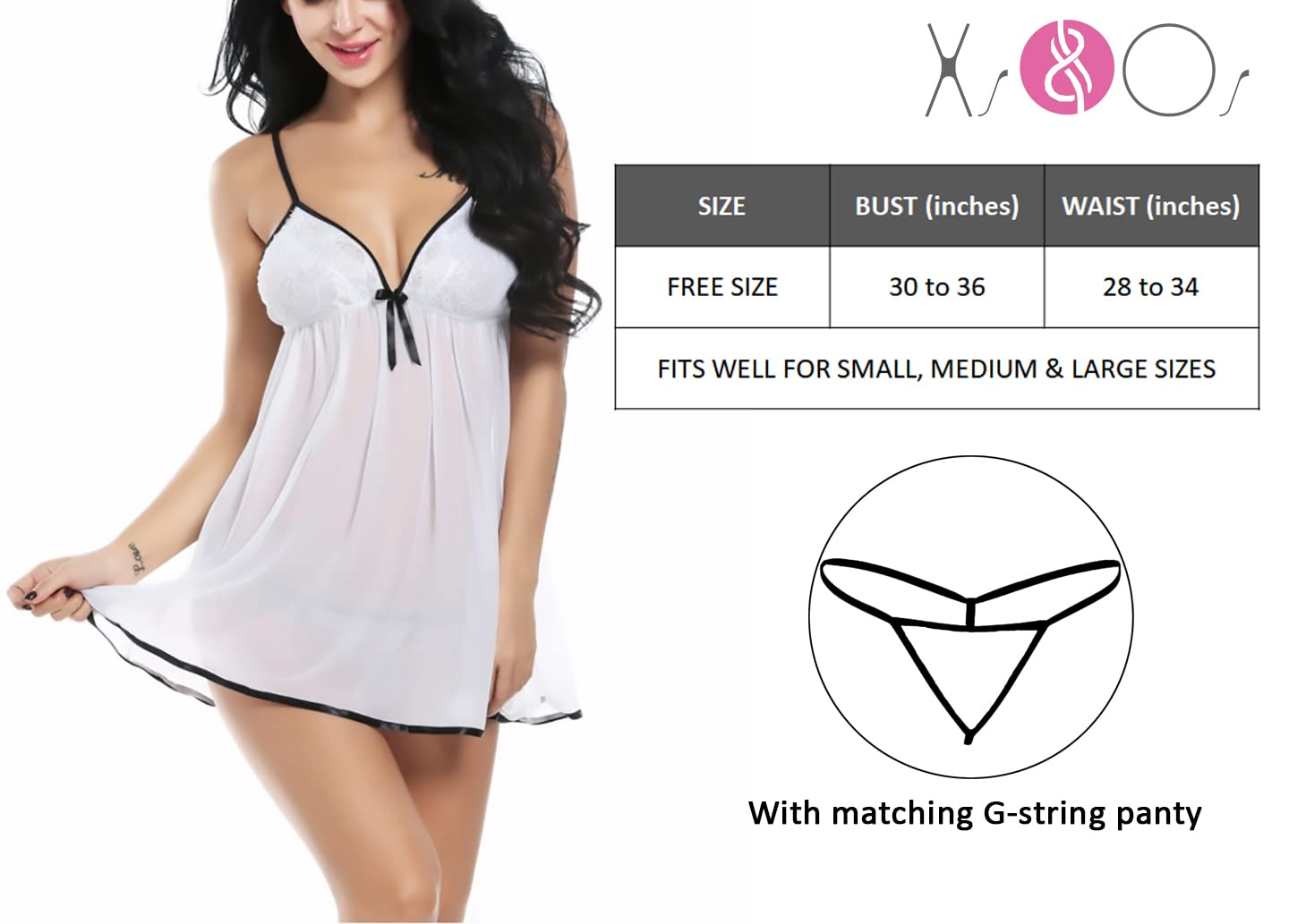 and Os Women's Babydoll Nightwear - White - Image 4