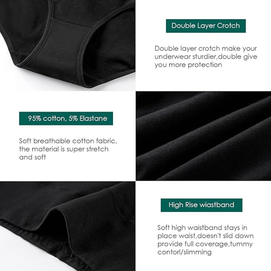 GLAMORAS High Waist Panties for Women - Cotton - Image 3