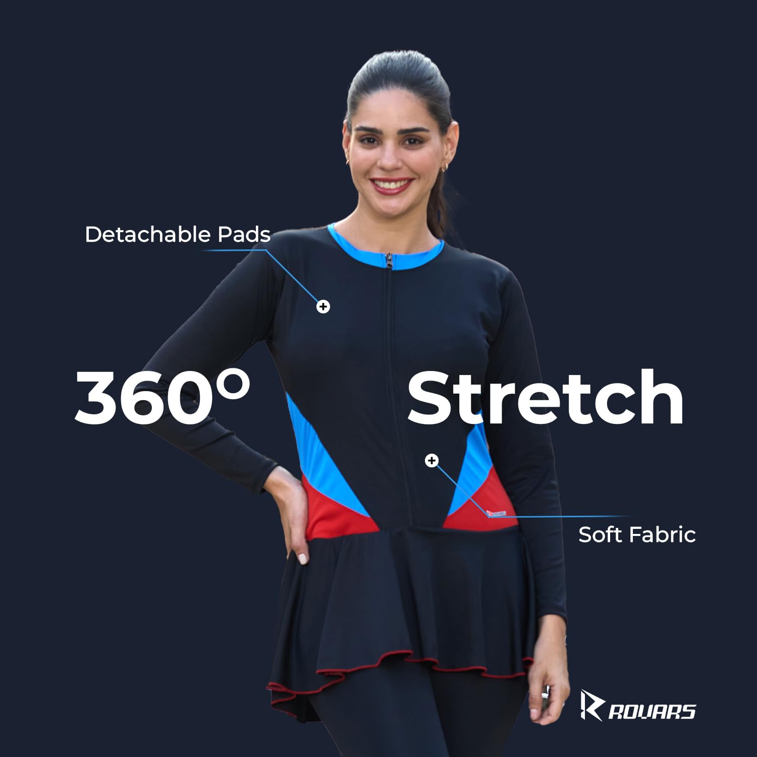 ROVARS Black One Piece Swimsuit for Women - Image 3