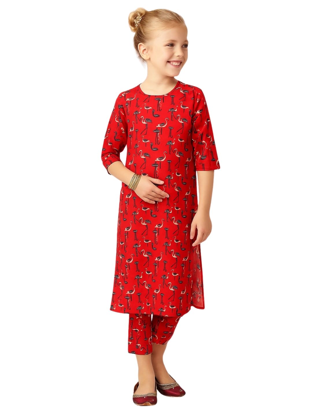 A.T.U.N. Girls Kurti and Pant Set - Animal Motif