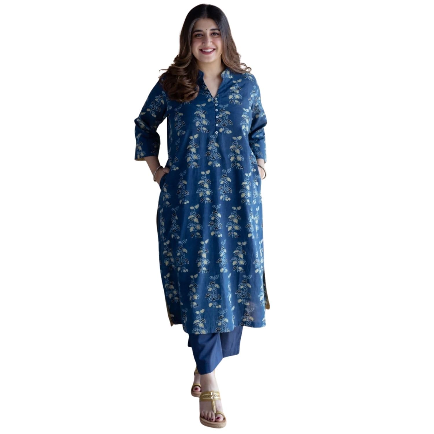 IKLO Women's Indigo Floral Kurta Set