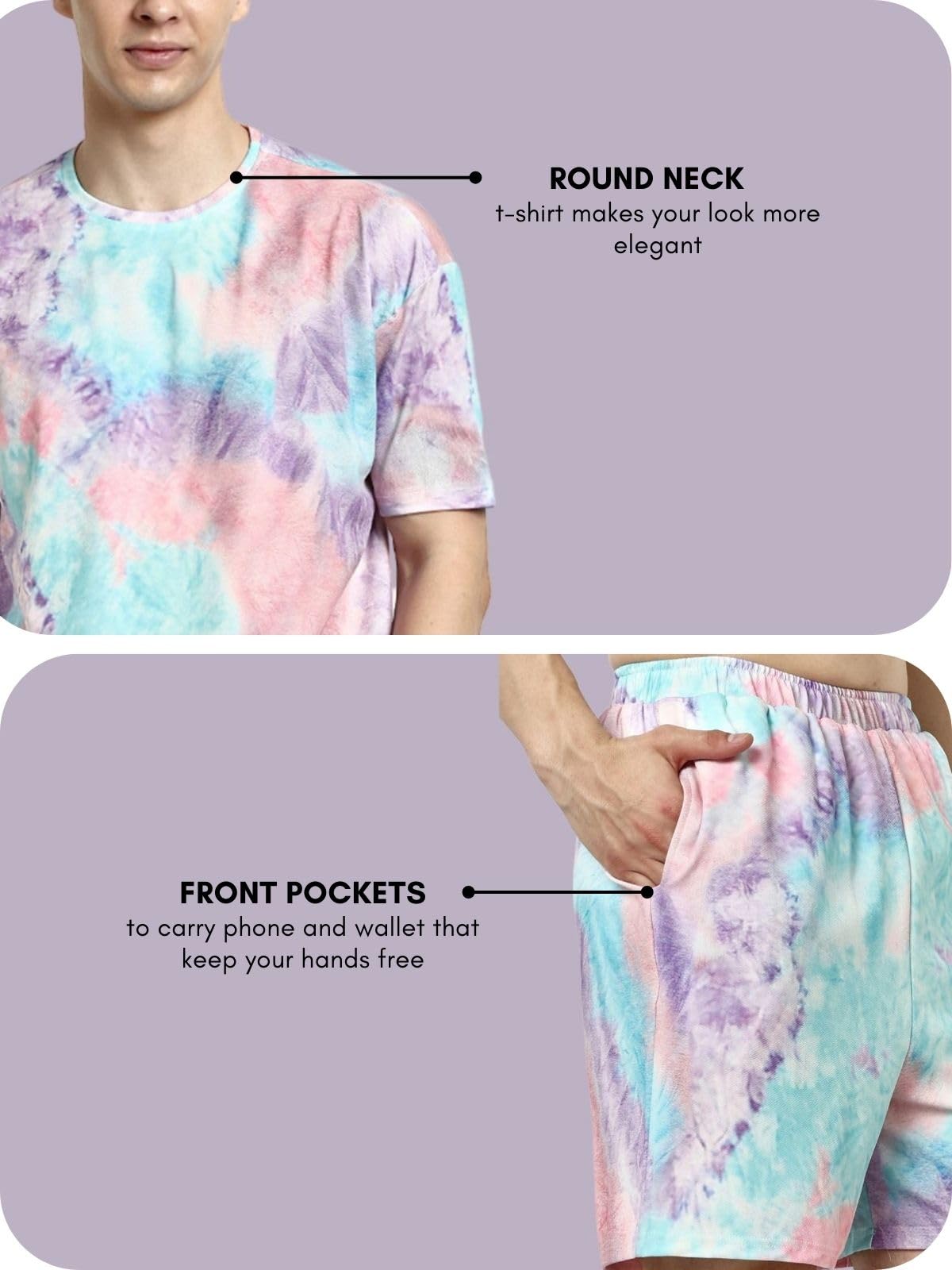 DHRUVI TRENDZ Men Lycra Solid Co-Ord Set - Purple - Image 5