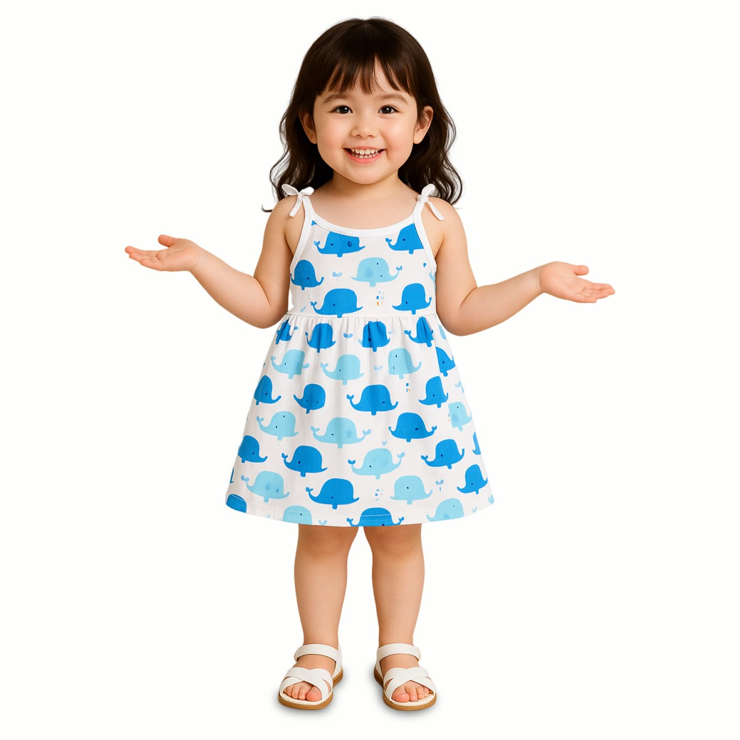 Kidbea Organic Cotton Newborn Baby Girls Dress - Whale