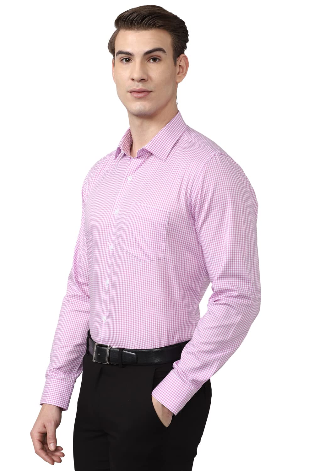 Van Heusen Men's Cotton Shirt - Pink Checkered - Image 2