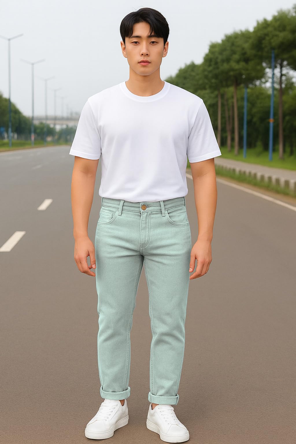 KARGEENS Slim Fit Stretchable Jeans for Men - Green - Image 3