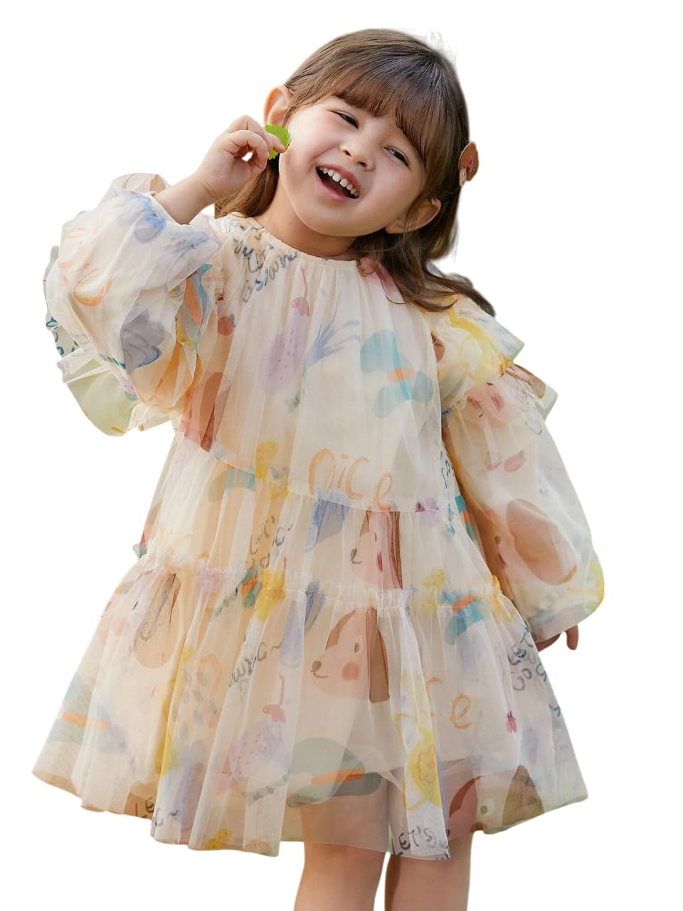 TAGAS Heart Print Girl Dress - Cream