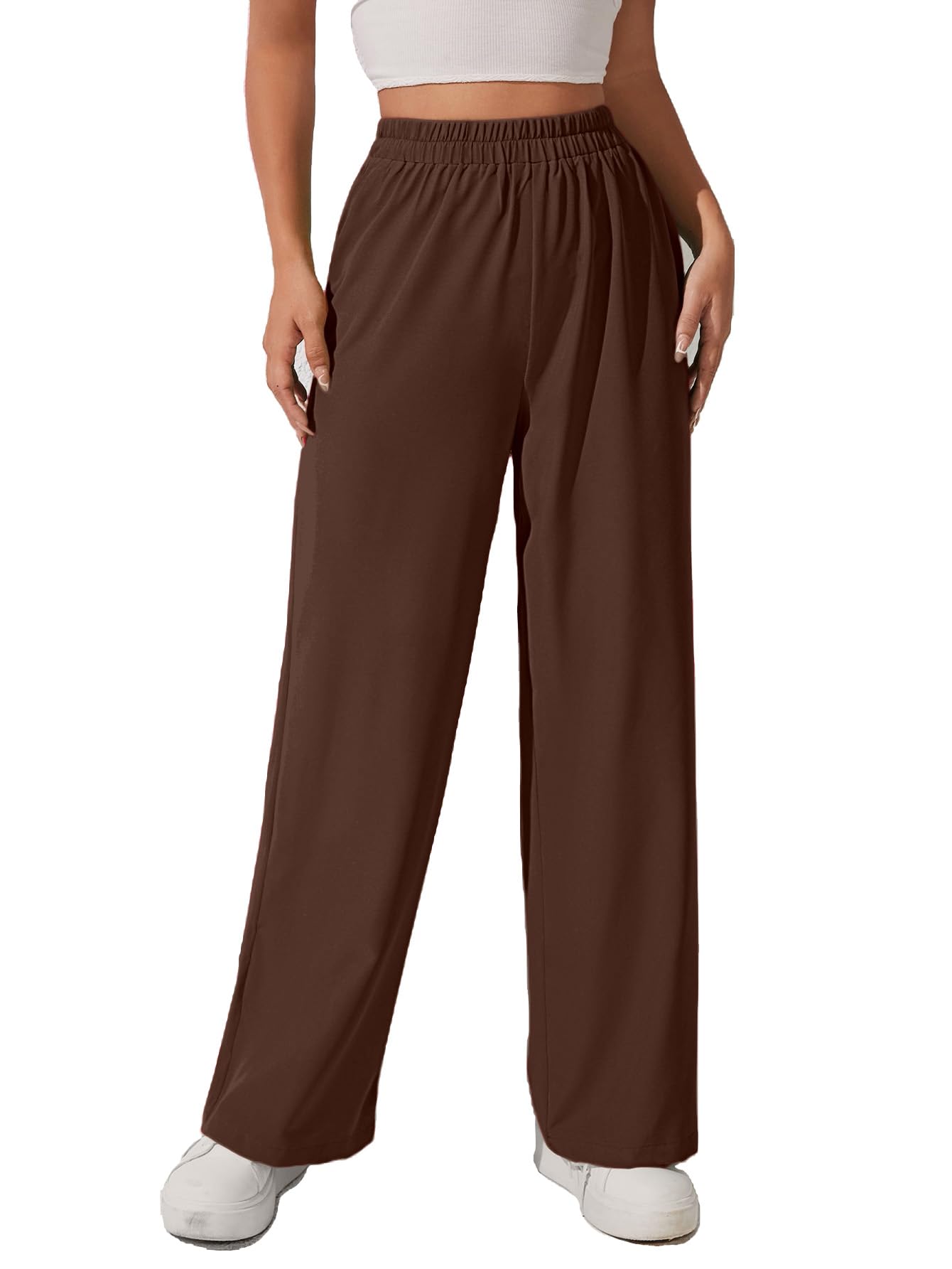 Aahwan Brown Wide Leg Trousers for Women