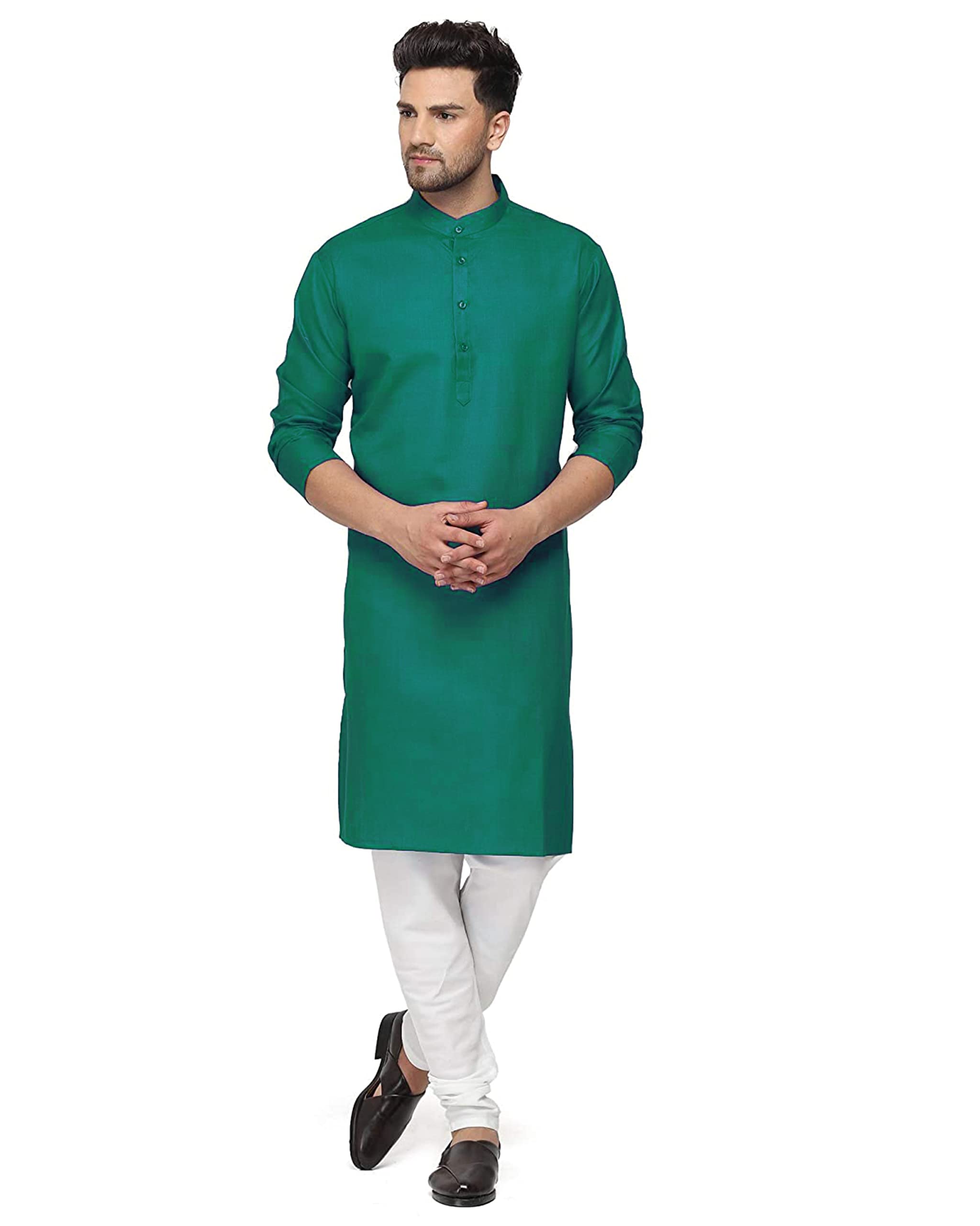 TULSSIKAA Men Cotton Blended Kurta - Bottle Green
