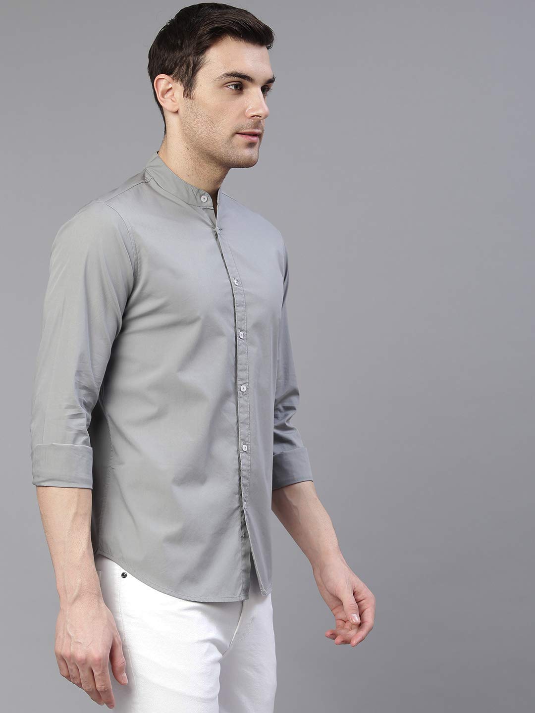 Dennis Lingo Grey Cotton Casual Shirt for Men - Image 3