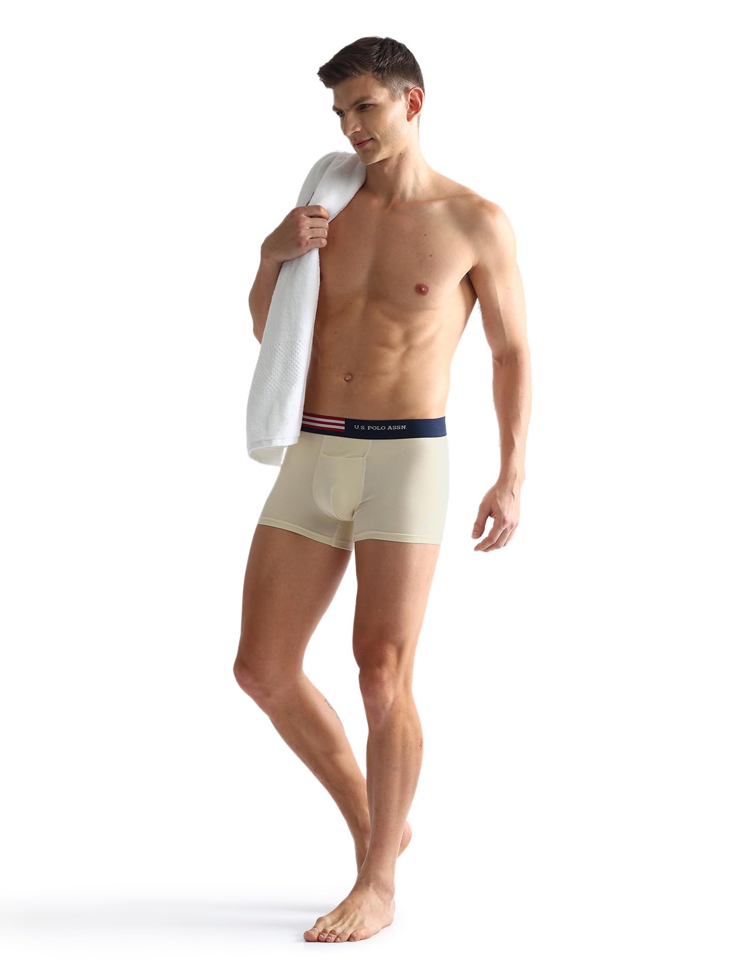 U.S. POLO ASSN Men's Cotton Blend Trunks - Frozen Dew-Navy - Image 5