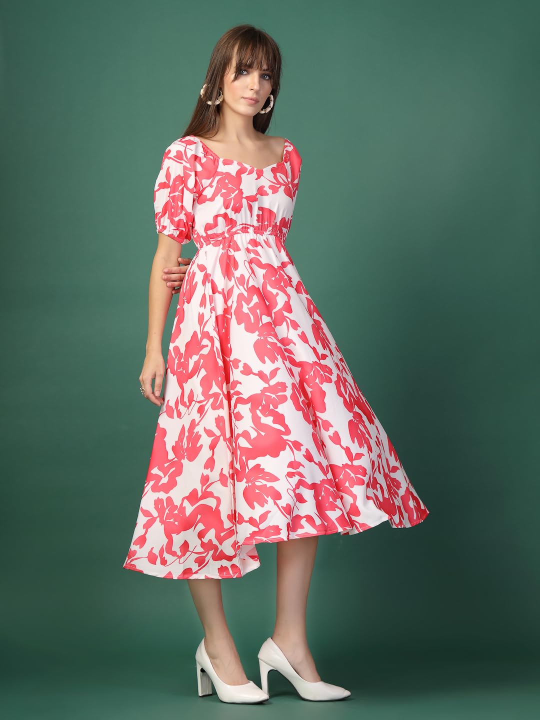 GarbGlide Flared Dress for Women - Floral - Image 3