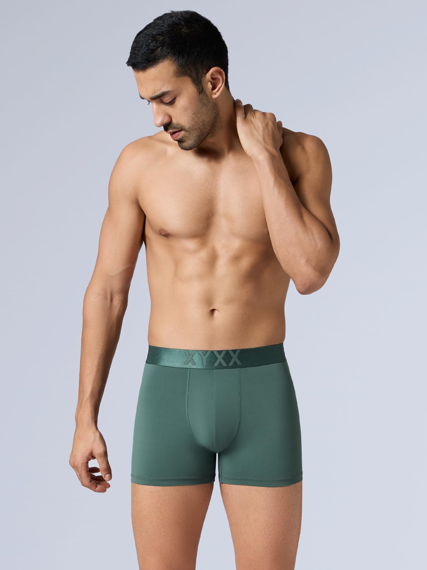 XYXX Mens Tactel Nylon Trunk - Olive Green - Image 4