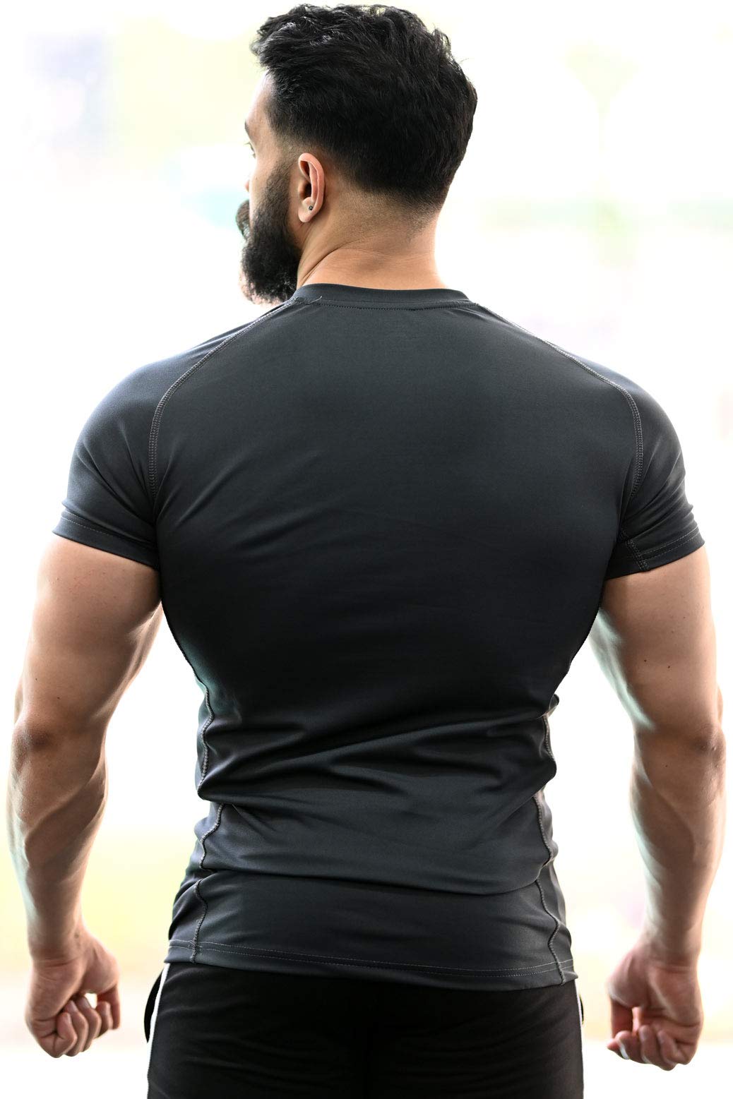 GarbGlide Men's Round Neck Gym T-Shirt - Grey - Image 3