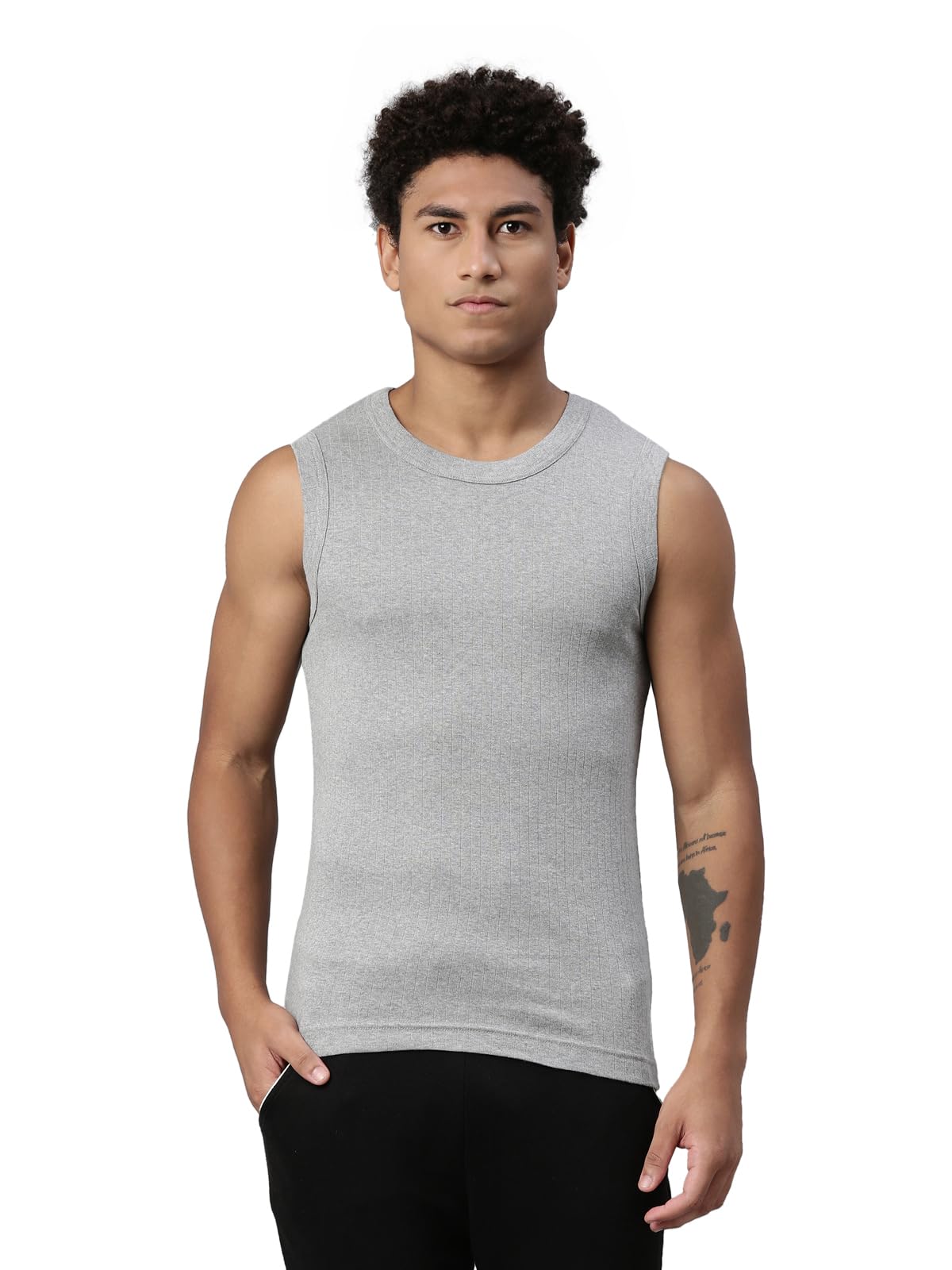 Levi's Men's Ribbed Cotton Vest - Light Grey Melange
