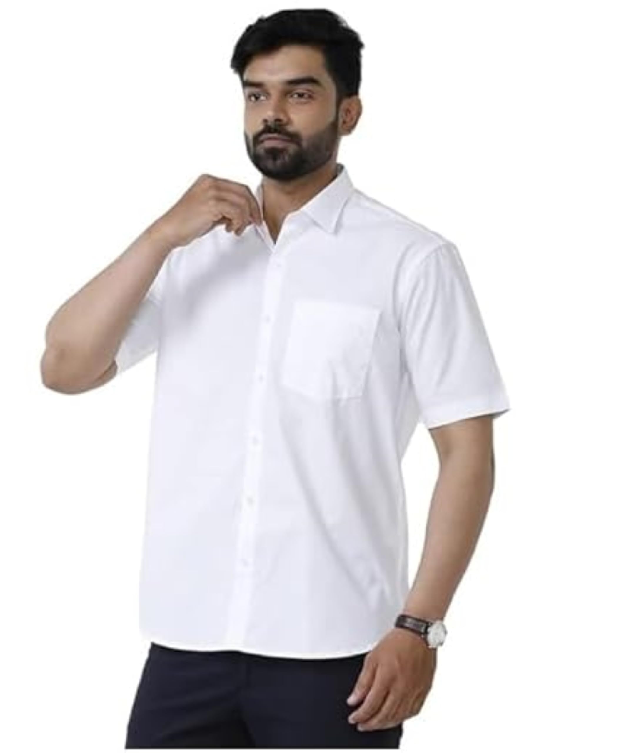 GarbGlide Men's Khadi Cotton Casual Shirt - White - Image 3