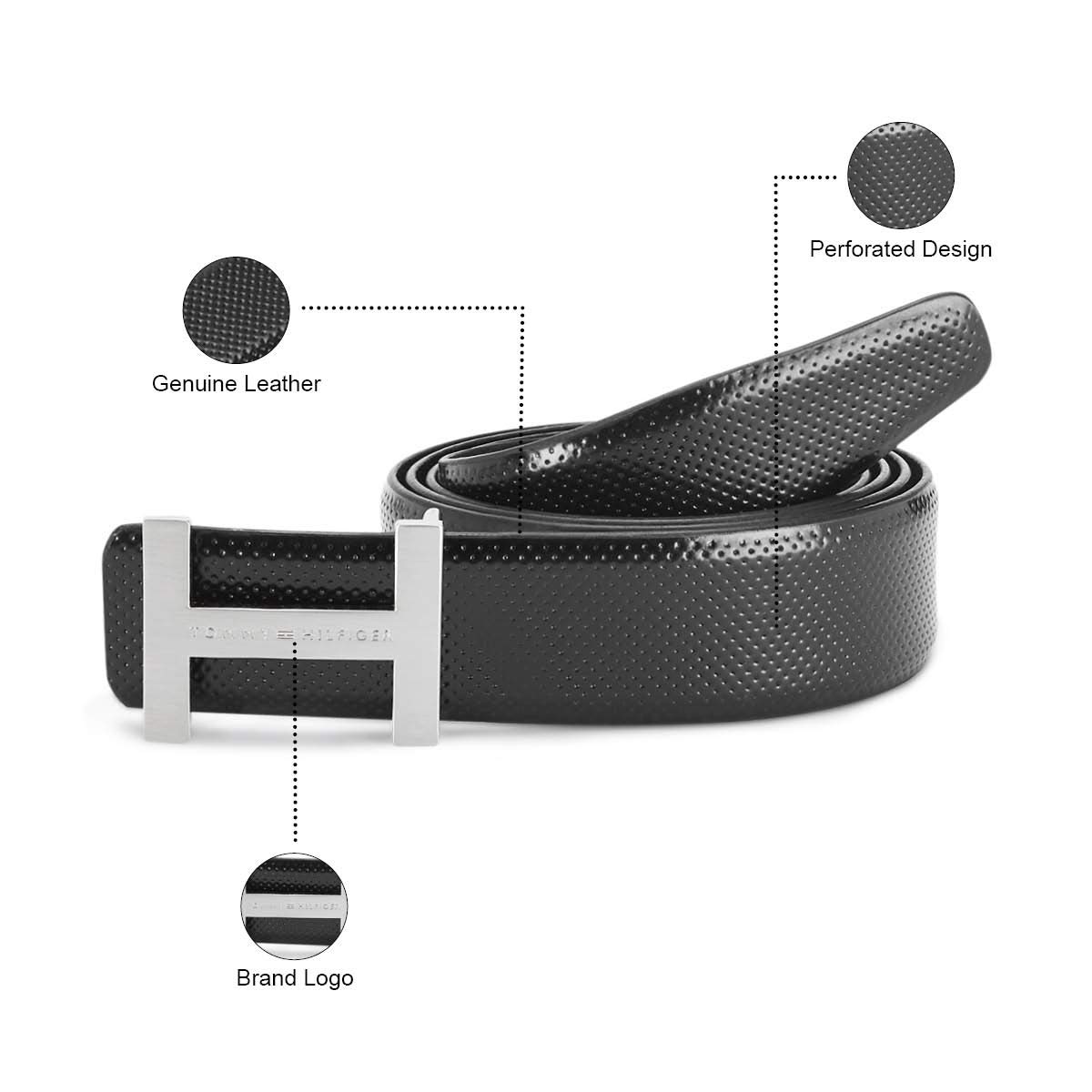 Tommy Hilfiger Men's Leather Casual Belt - Black - Image 2