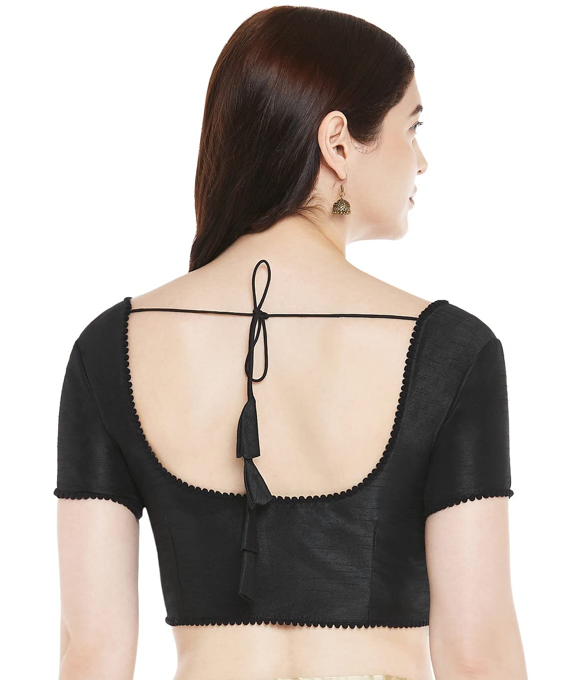 Studio Shringaar Women's Polyester Padded Saree Blouse - Black - Image 3