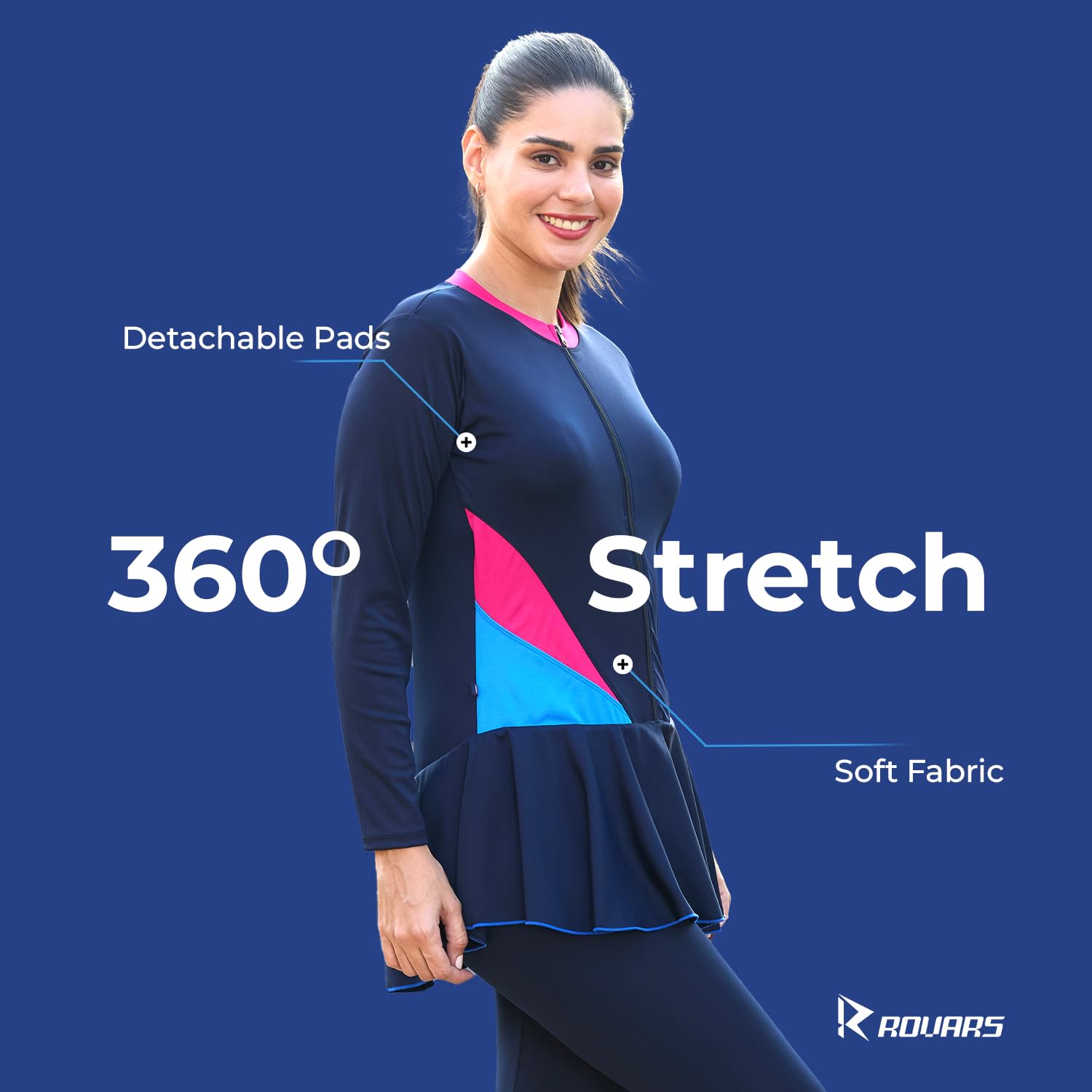 ROVARS Navy One Piece Swimsuit for Women - Image 3