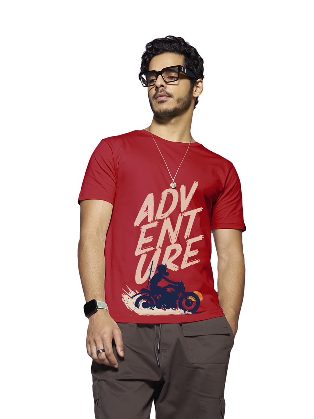 Bewakoof Men's Printed Cotton T-Shirt - Red