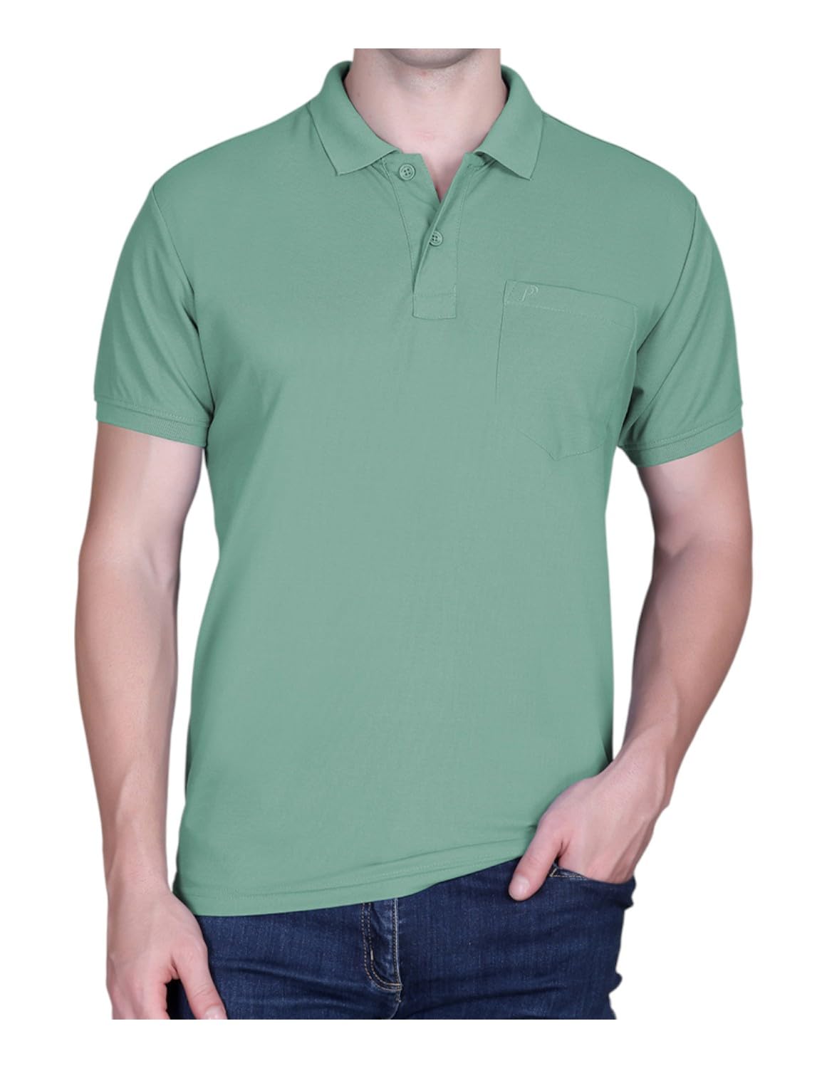 Fyltr Men's Solid Collar Pocket T-Shirt - Green