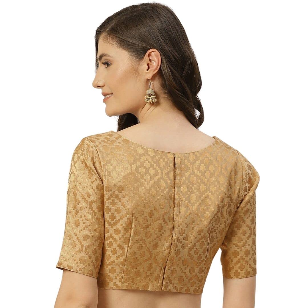 Studio Shringaar Women's Brocade Saree Blouse - Gold - Image 4