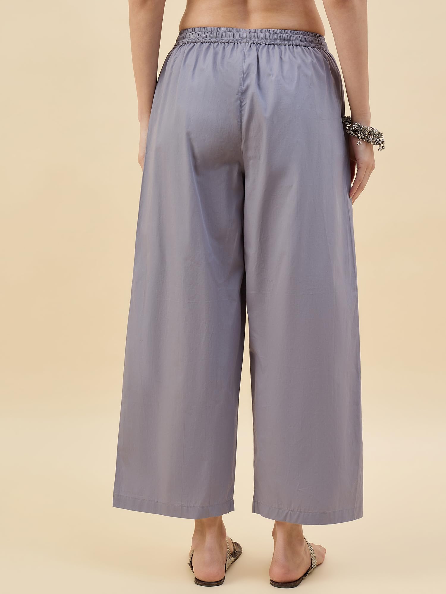 Nermosa Women's Loose Cotton Palazzo - Grey - Image 5