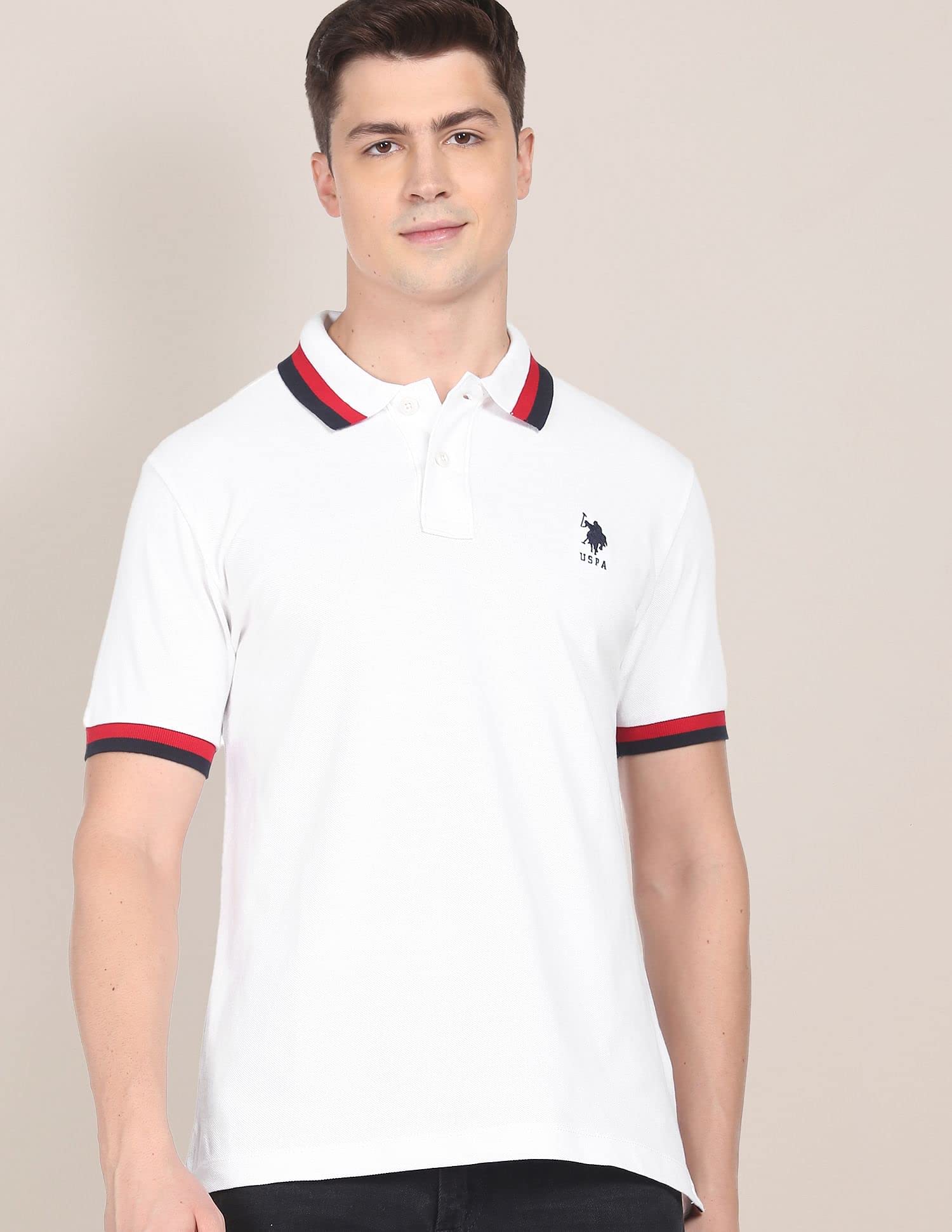 U. S. POLO ASSN. Mens Cotton Polo Neck T-Shirt - White - Image 2